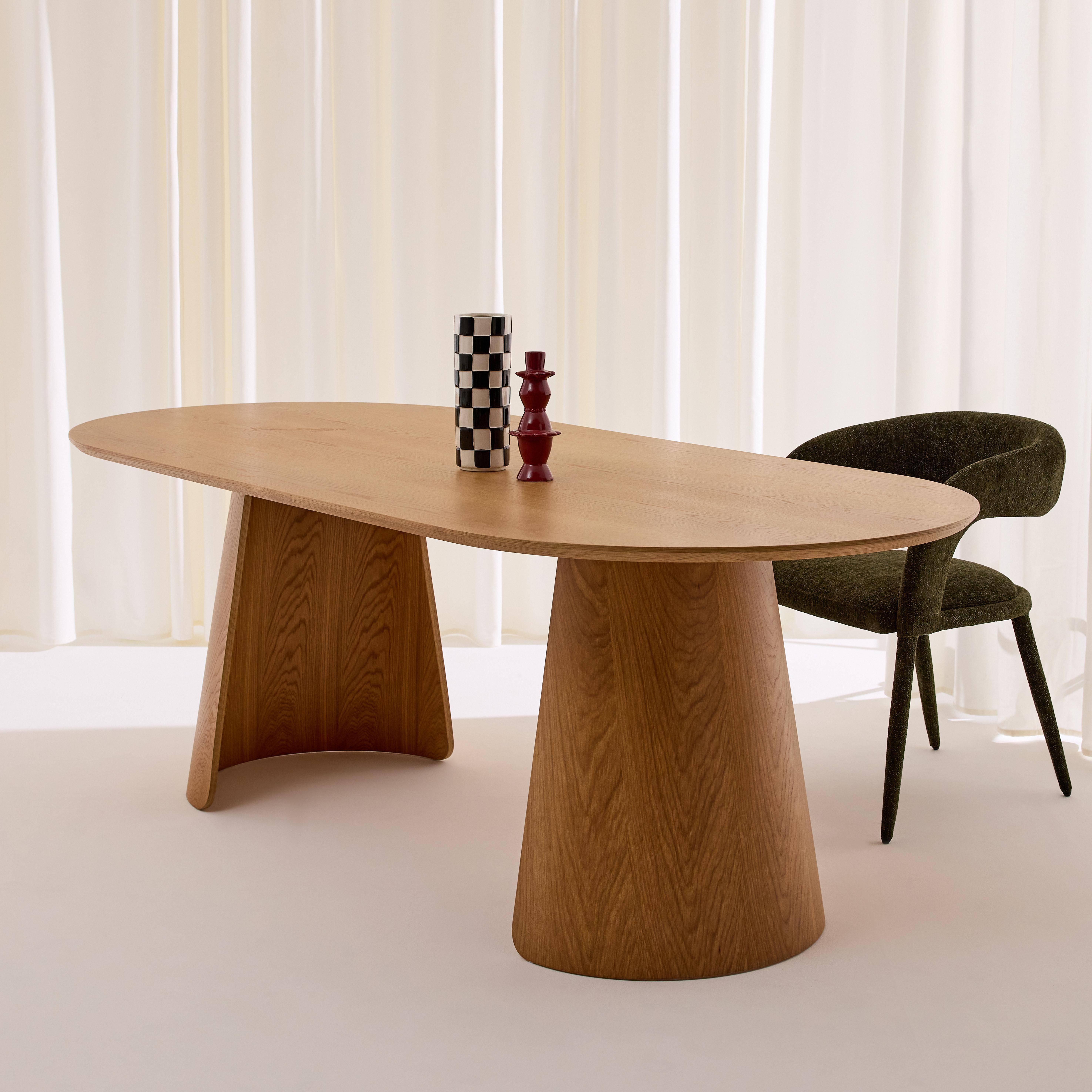 Ovaler Esstisch für 8 Personen mit Holzdekor eichenfarben 120cm - Mathilde,sweeek,Photo4