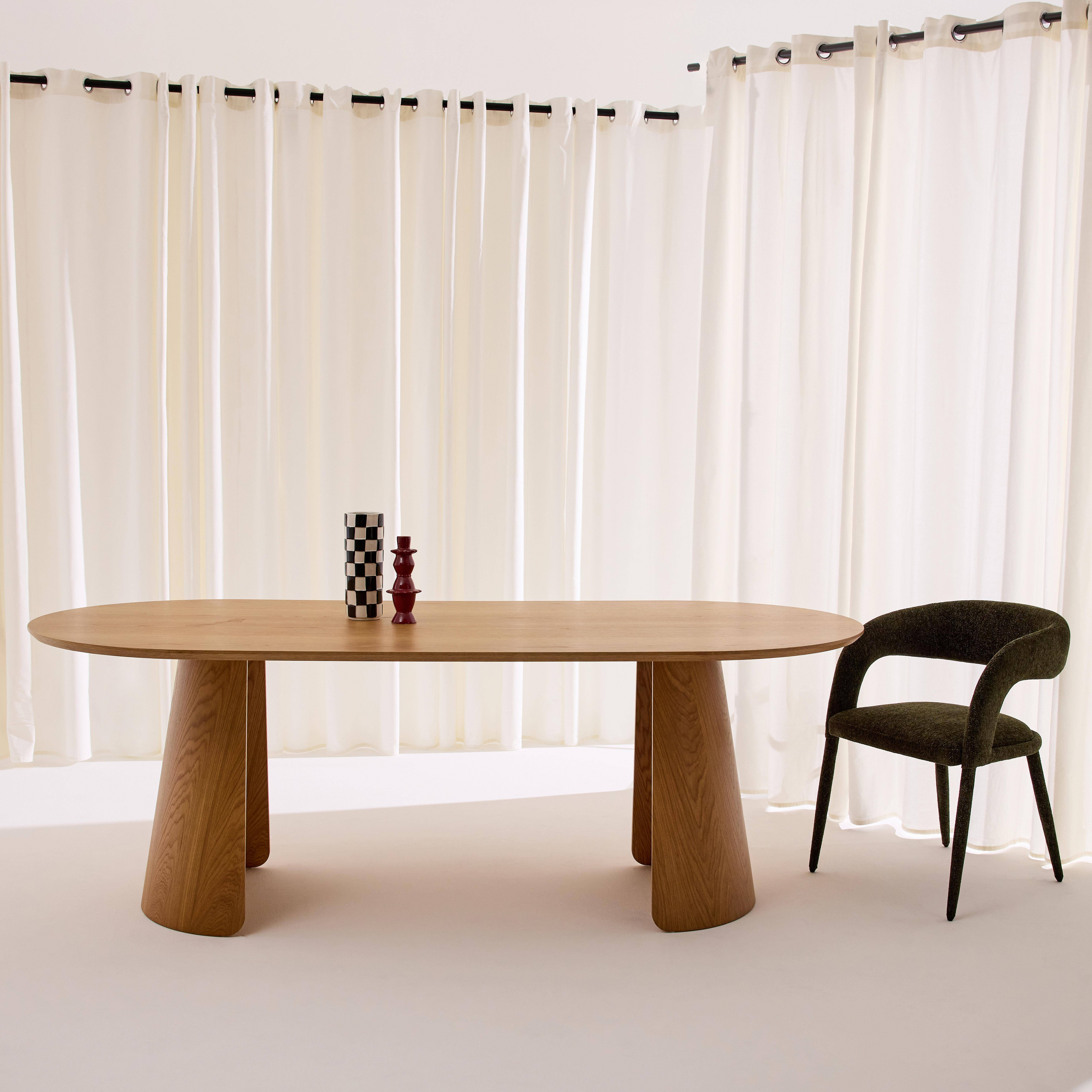 Ovaler Esstisch für 8 Personen mit Holzdekor eichenfarben 120cm - Mathilde Photo1