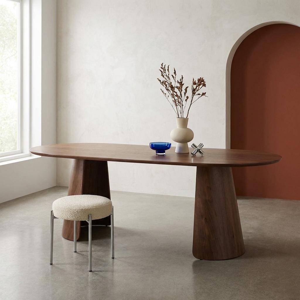 Ovaler Esstisch für 8 Personen mit Holzdekor nussbaumfarben 120cm - Mathilde Photo1