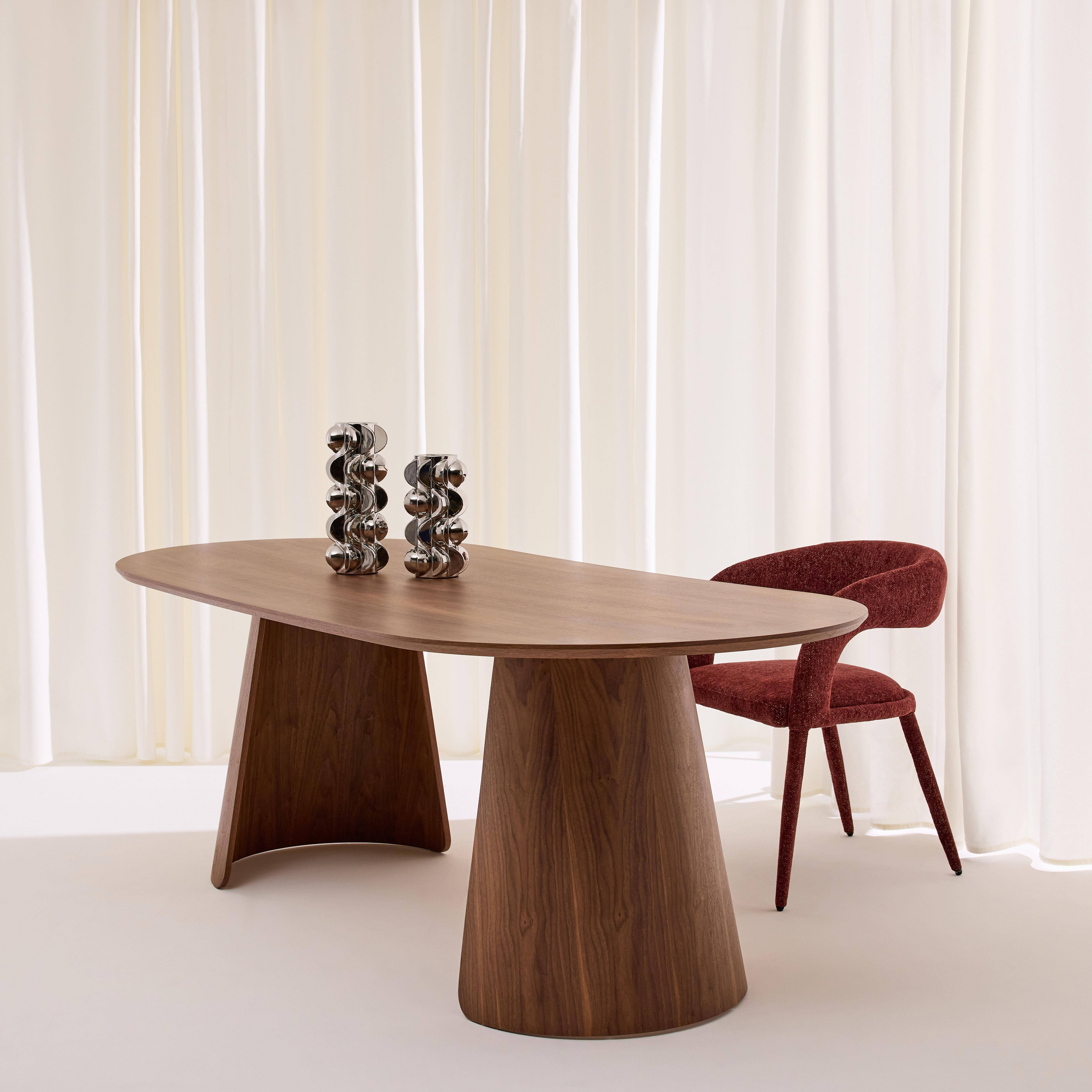 Ovaler Esstisch für 8 Personen mit Holzdekor nussbaumfarben 120cm - Mathilde Photo3