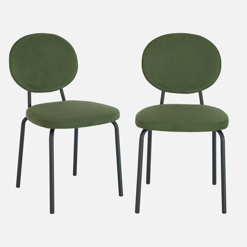 Lot de 2 chaises vintage métal et tissu kaki
