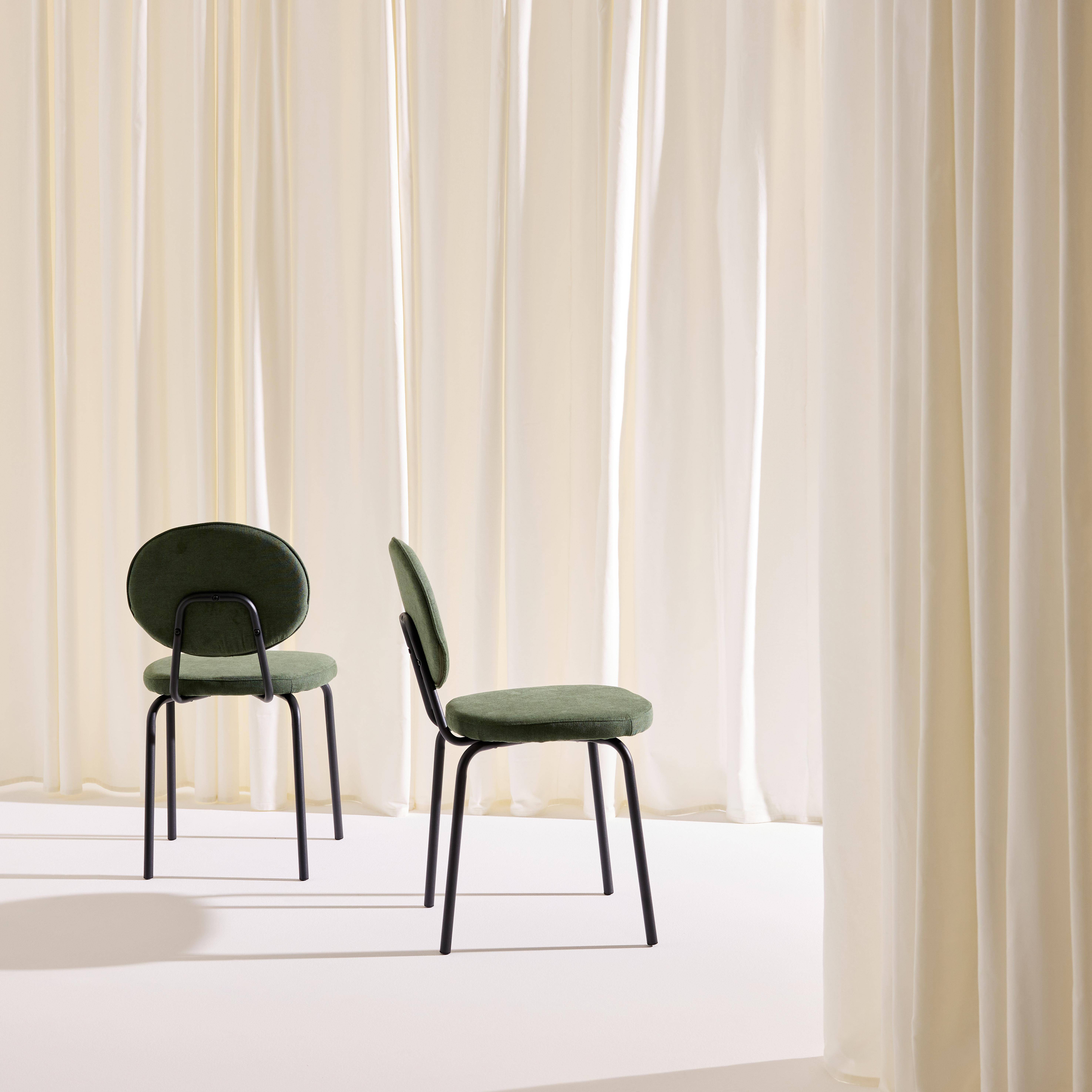 Set van 2 vintage stoelen met metalen en stof kaki - Nina Photo2