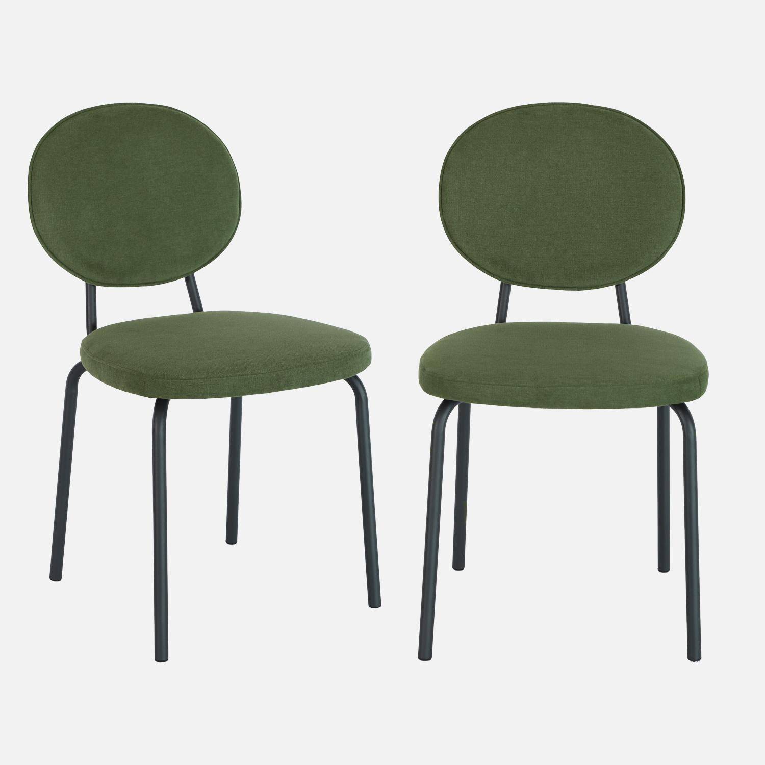 Set van 2 vintage stoelen met metalen en stof kaki - Nina,sweeek,Photo5