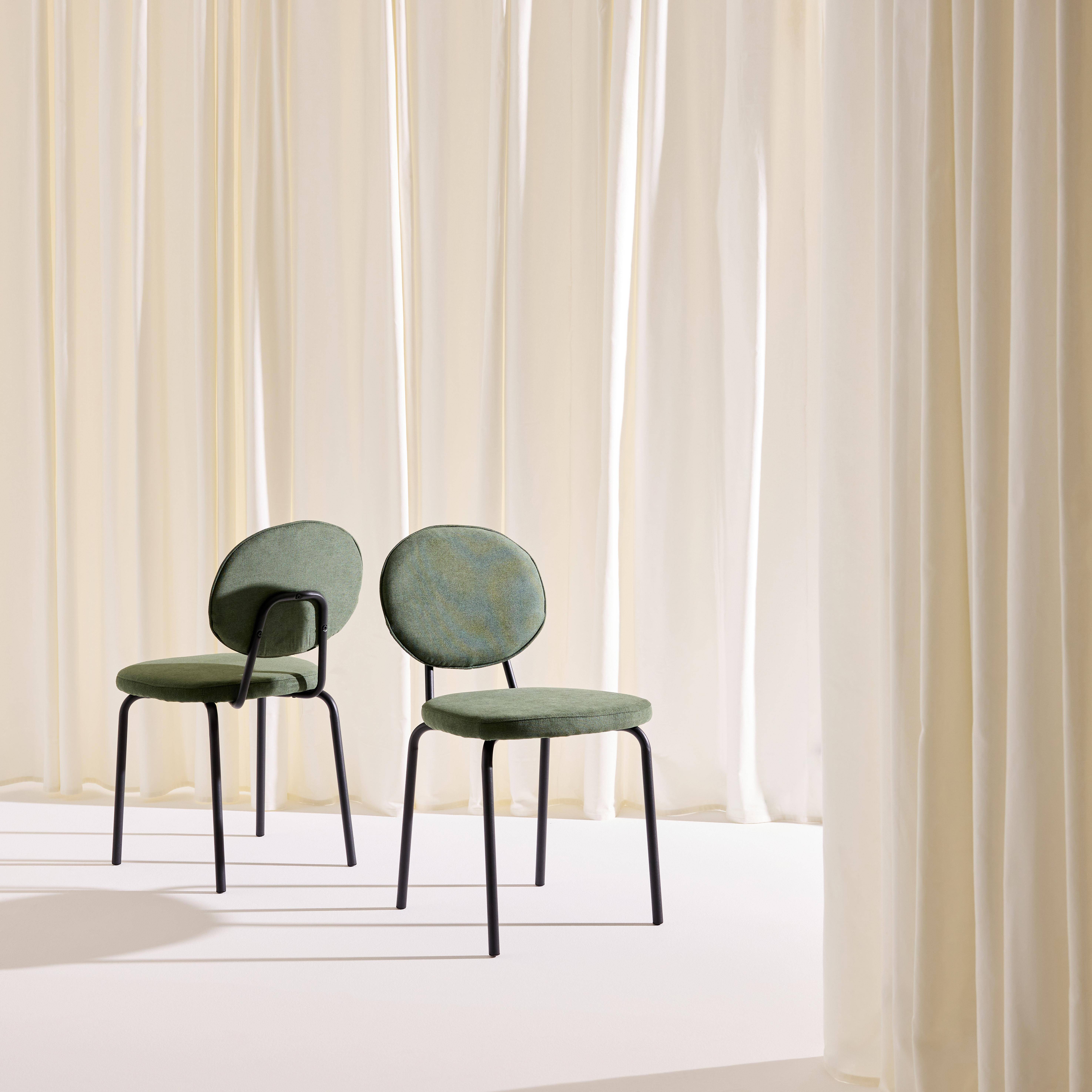 Set van 2 vintage stoelen met metalen en stof kaki - Nina Photo1