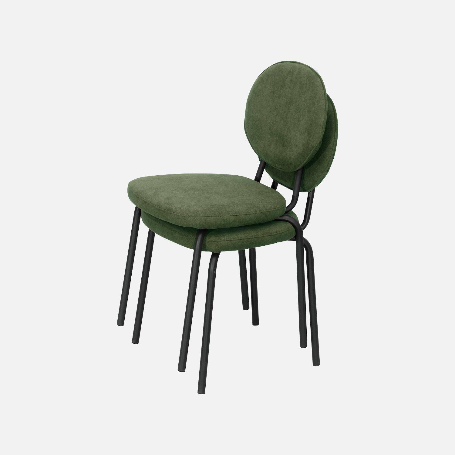 Set van 2 vintage stoelen met metalen en stof kaki - Nina,sweeek,Photo6