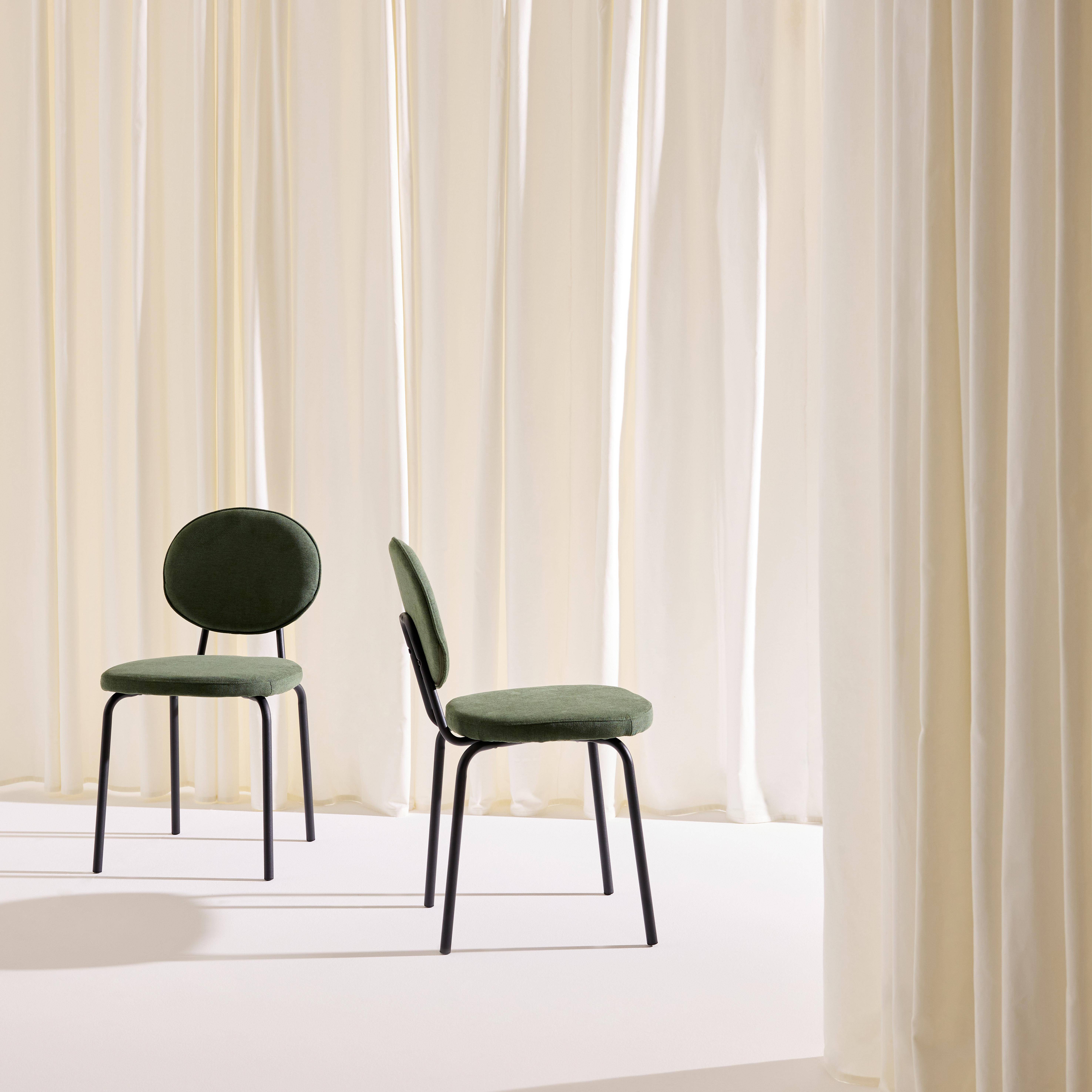 Set van 2 vintage stoelen met metalen en stof kaki - Nina Photo3
