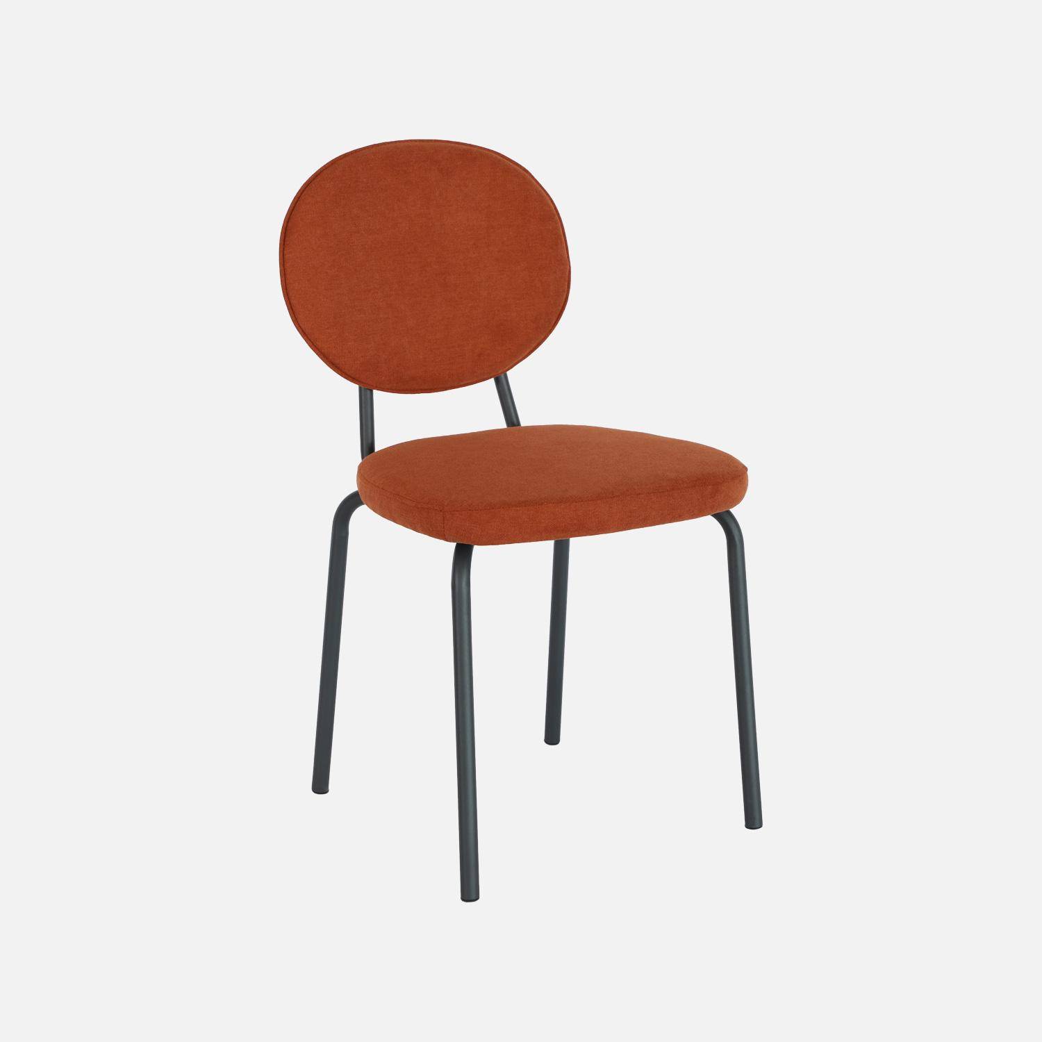 Lot de 2 chaises vintage métal et tissu terracotta - Nina Photo2