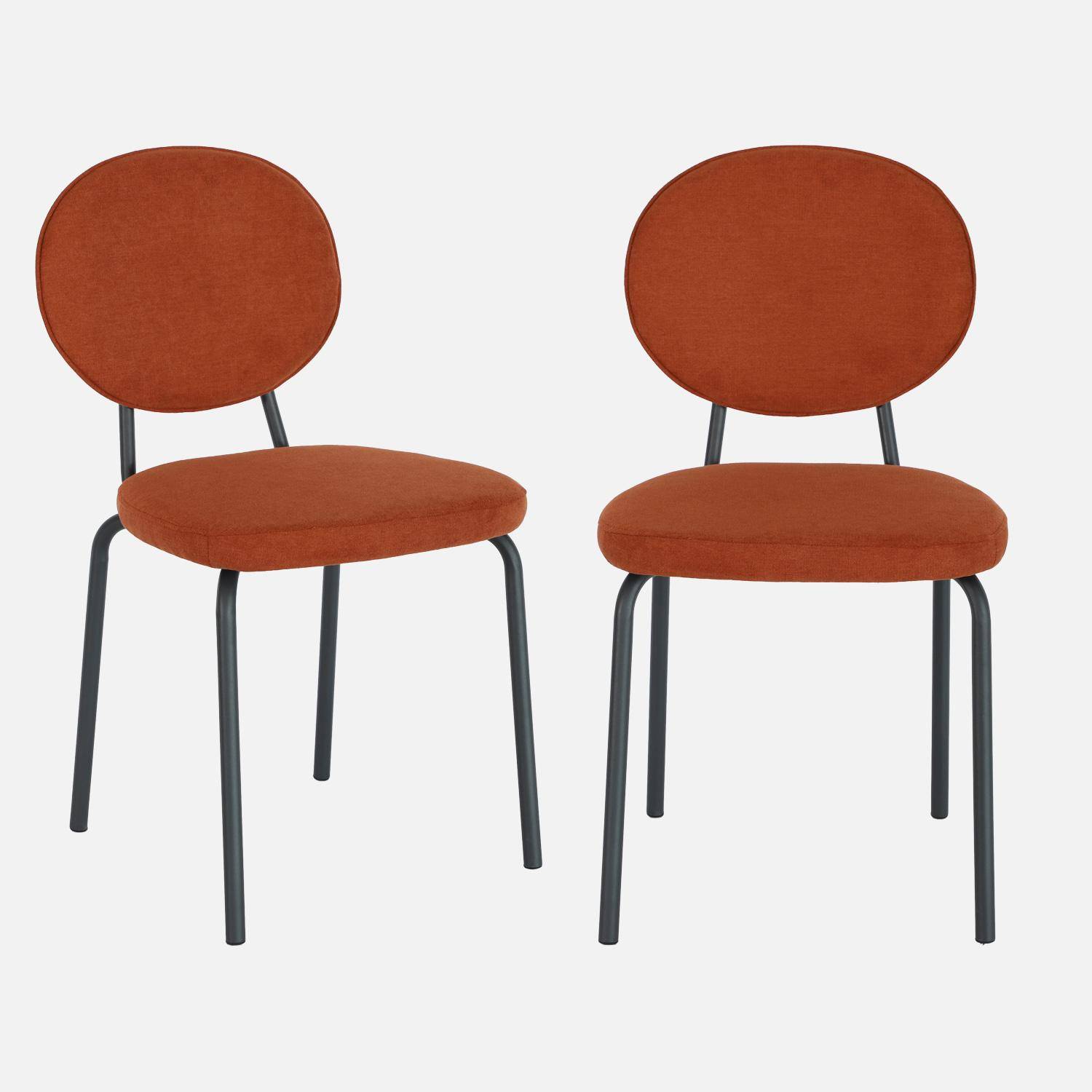 Set van 2 vintage stoelen met metalen en stof terracotta - Nina,sweeek,Photo2