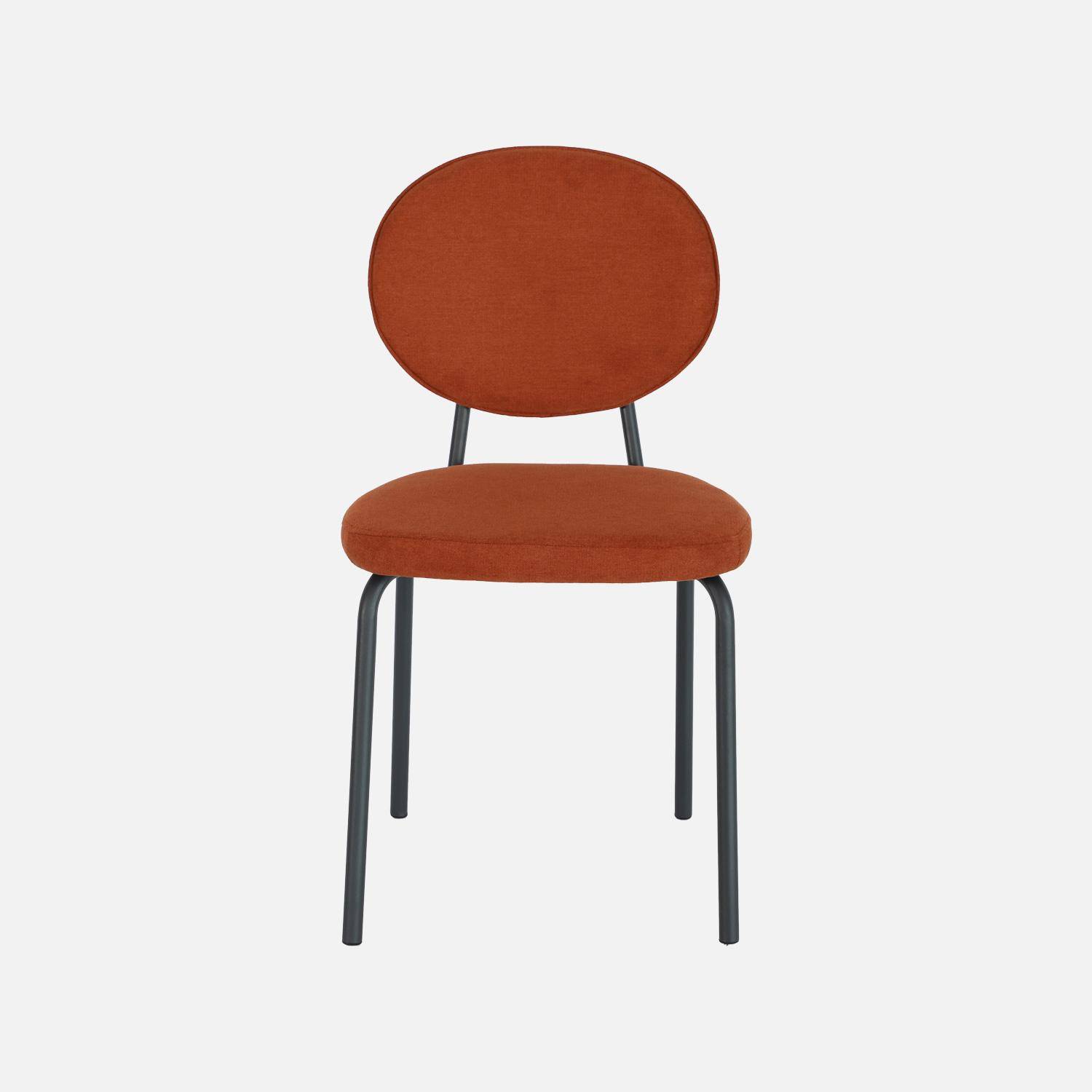 Set van 2 vintage stoelen met metalen en stof terracotta - Nina,sweeek,Photo4