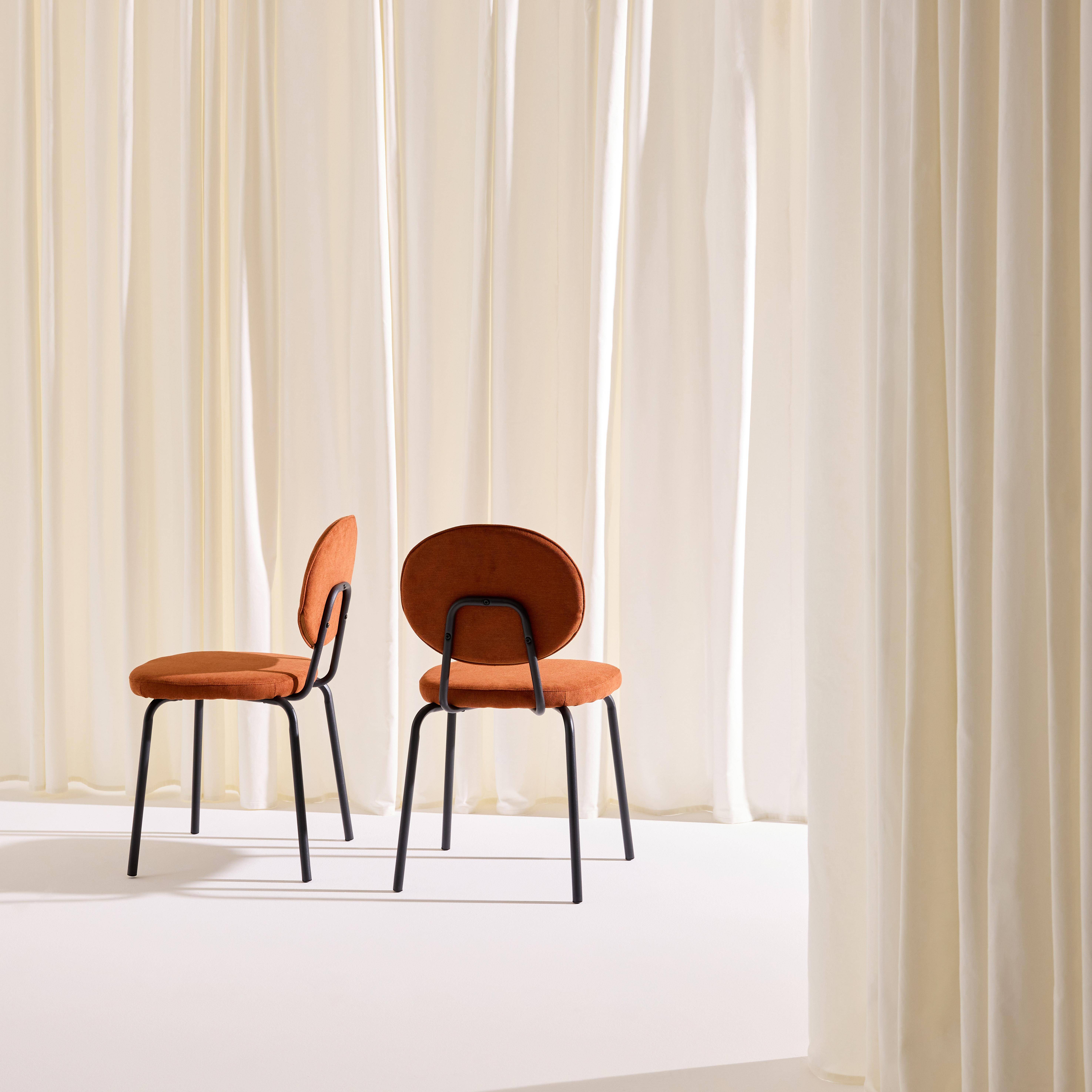 Set van 2 vintage stoelen met metalen en stof terracotta - Nina Photo2
