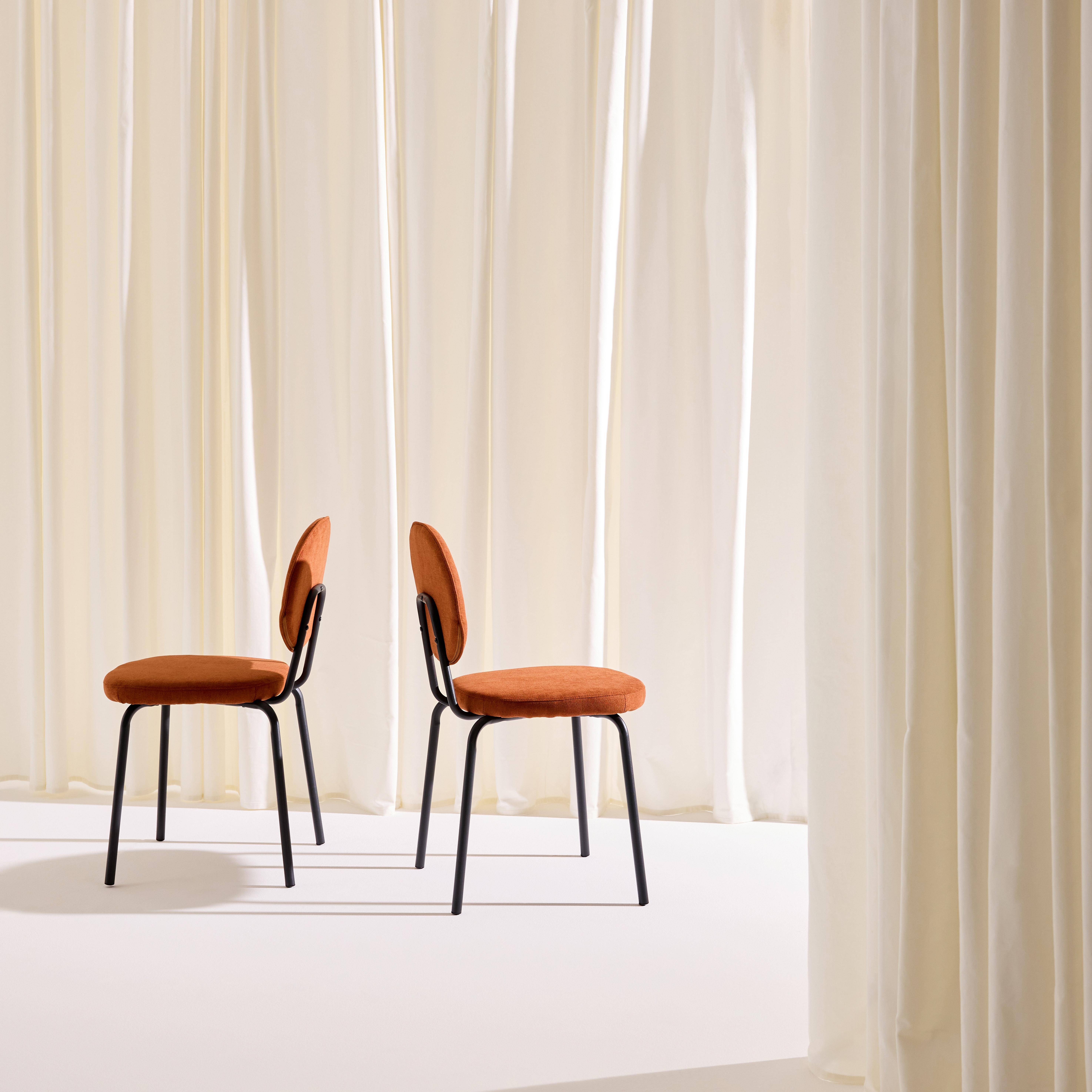 Set van 2 vintage stoelen met metalen en stof terracotta - Nina Photo3