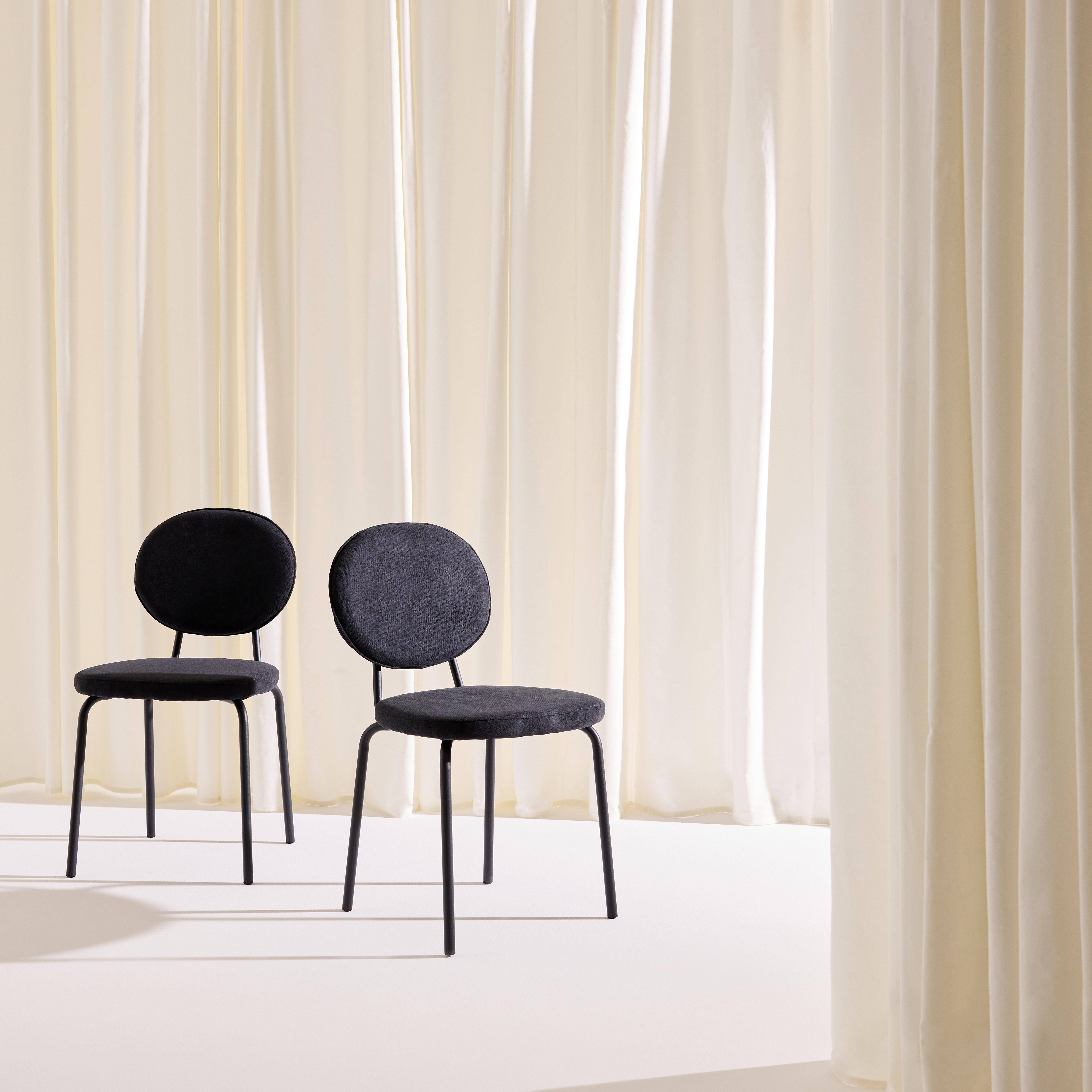 Set van 2 vintage stoelen met metalen en stof zwart - Nina Photo1