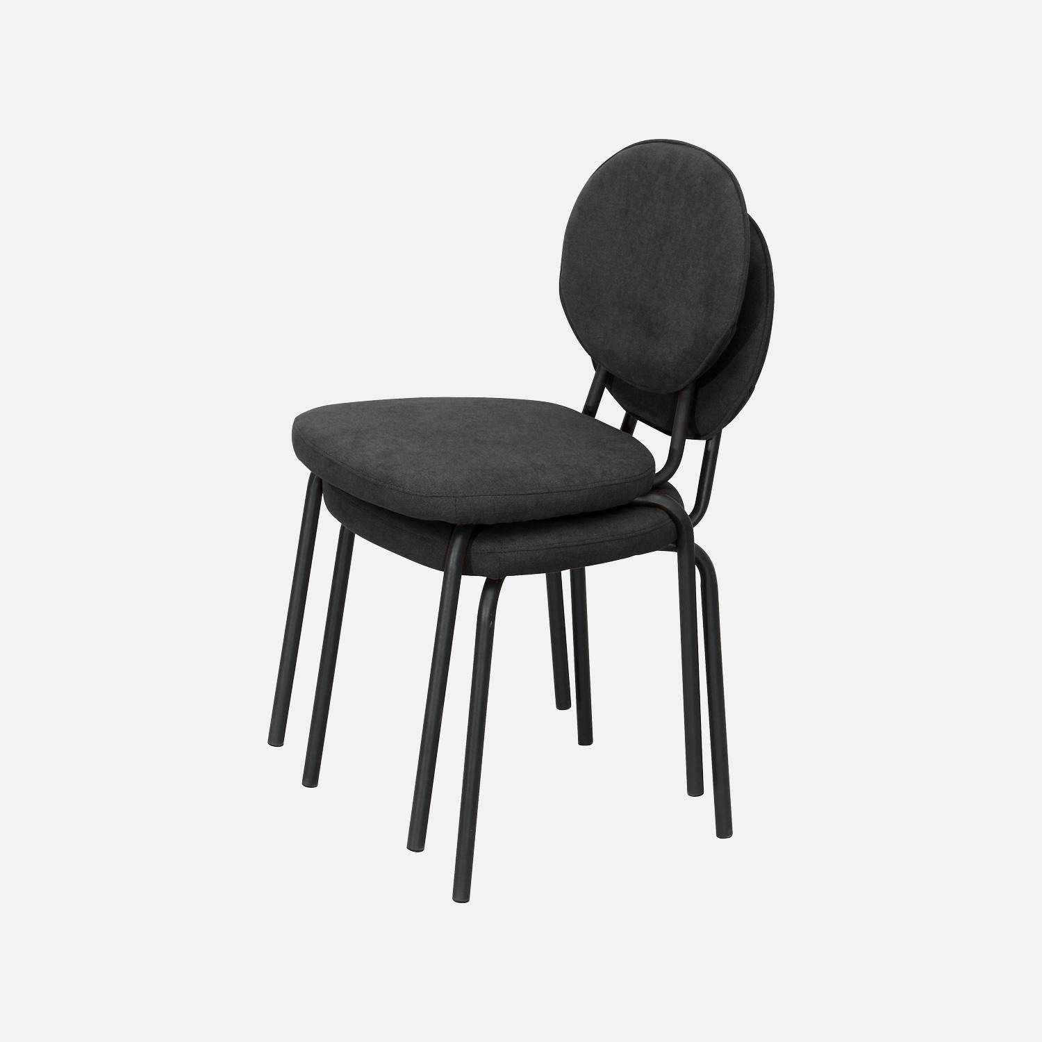 Set van 2 vintage stoelen met metalen en stof zwart - Nina Photo4