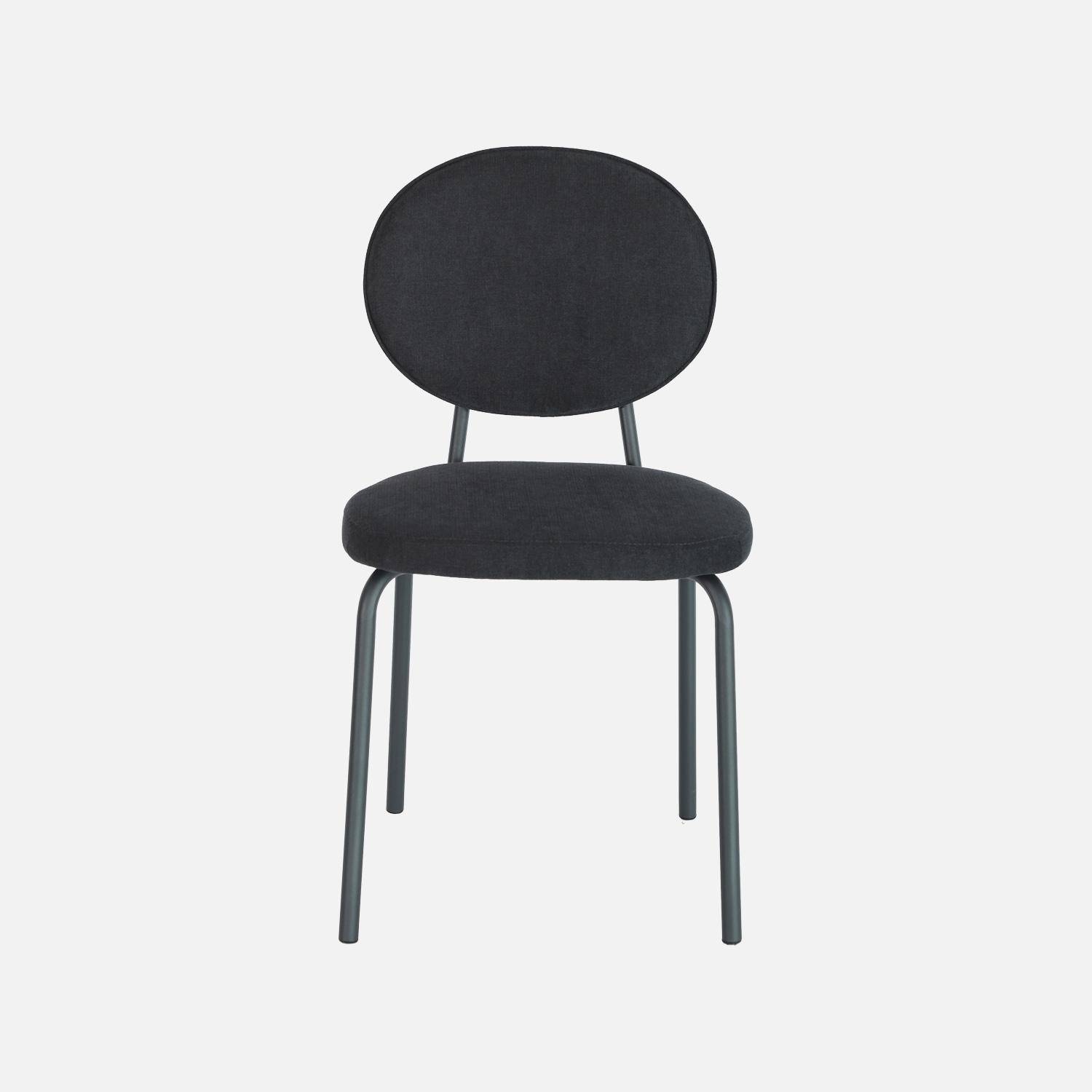 Set van 2 vintage stoelen met metalen en stof zwart - Nina,sweeek,Photo3