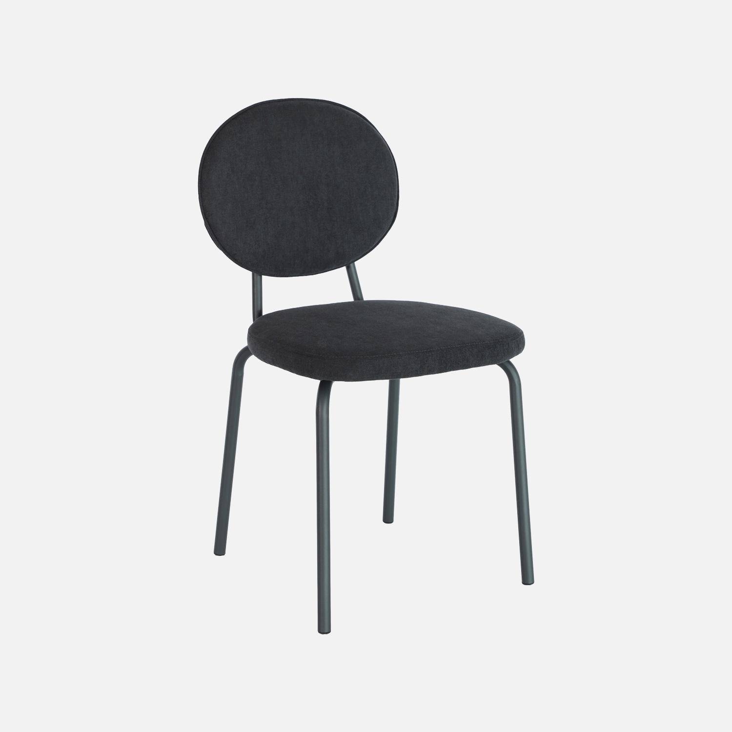 Set van 2 vintage stoelen met metalen en stof zwart - Nina,sweeek,Photo2