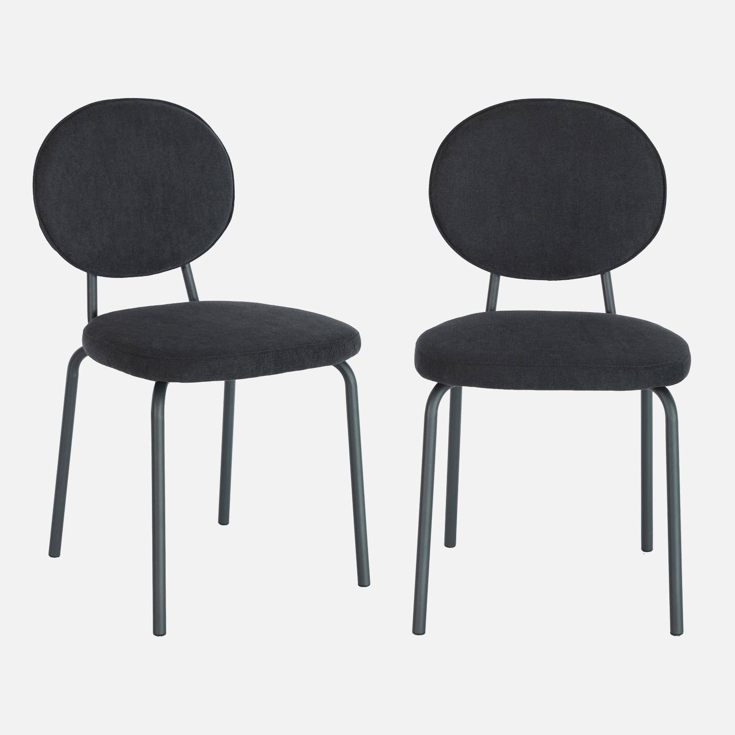 Set van 2 vintage stoelen met metalen en stof zwart - Nina,sweeek,Photo5
