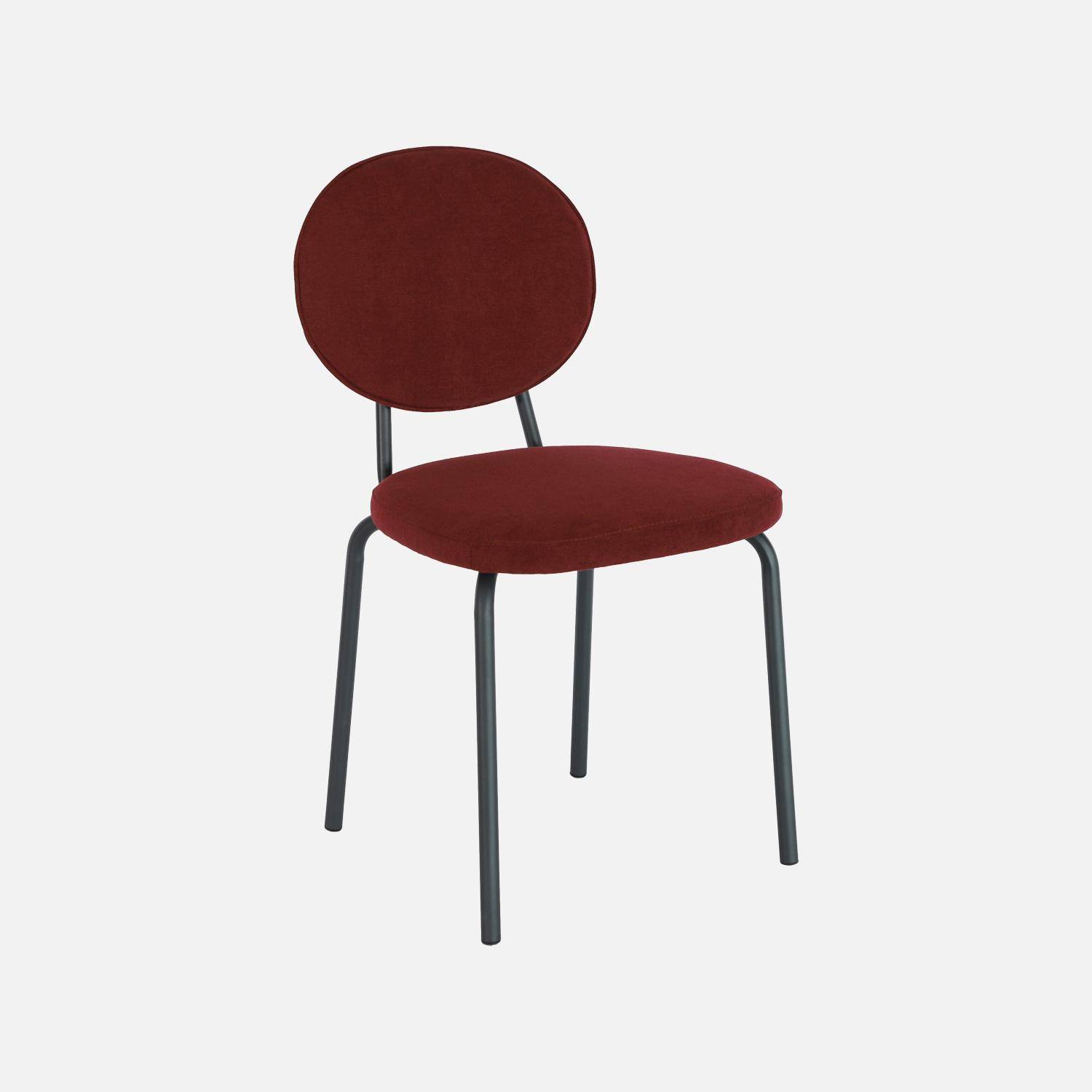 Lot de 2 chaises vintage métal et tissu bordeaux - Nina Photo2