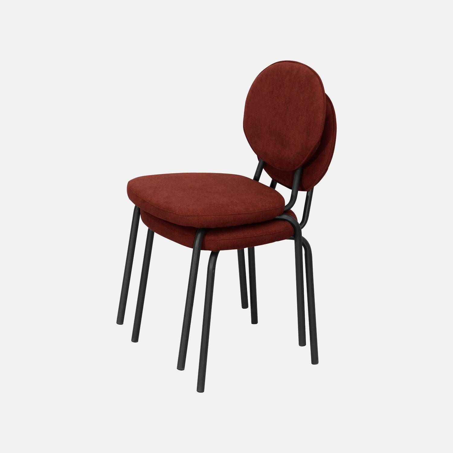 Set van 2 vintage stoelen met metalen en stof bordeauxrood - Nina,sweeek,Photo6