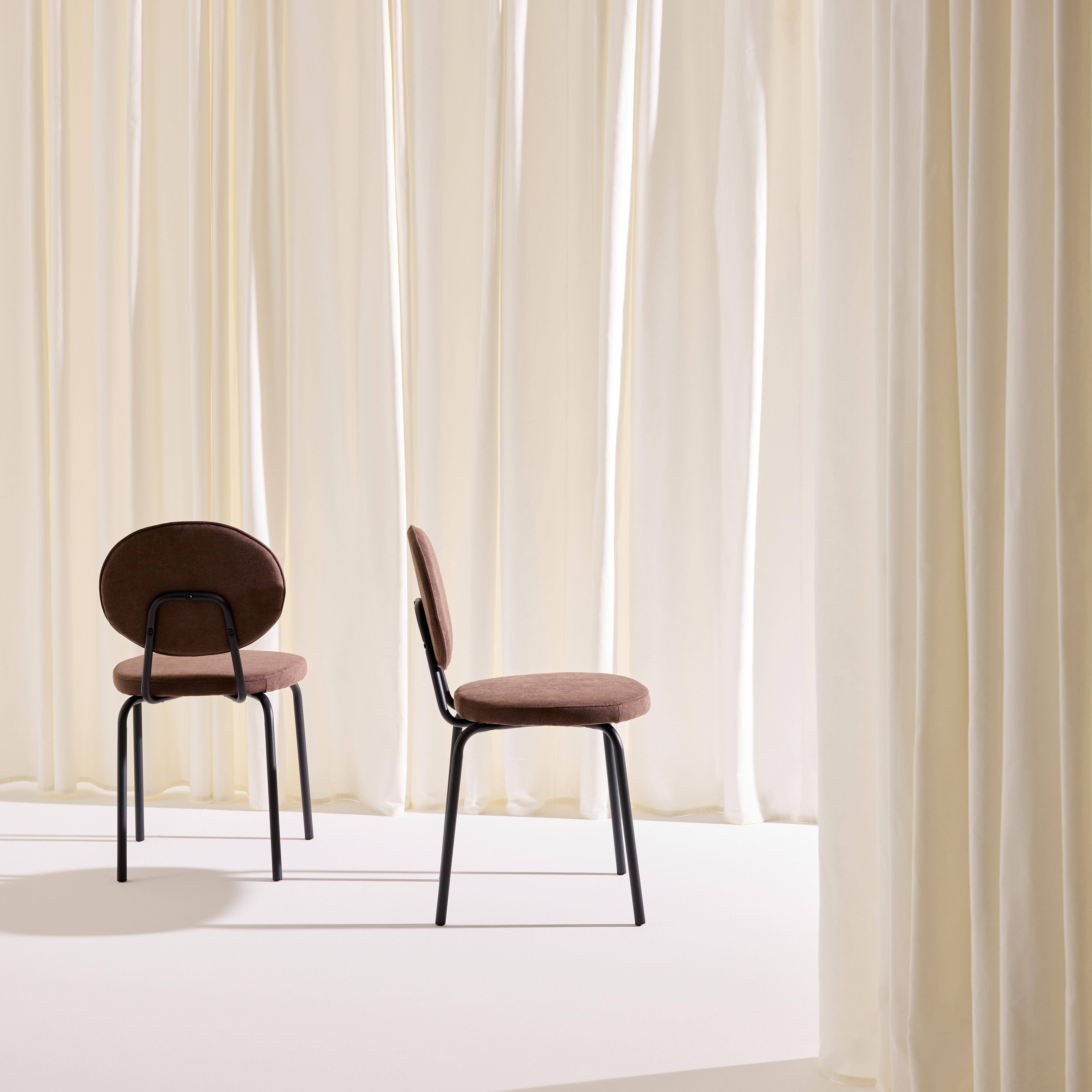 Set van 2 vintage stoelen met metalen en stof bruin - Nina Photo3