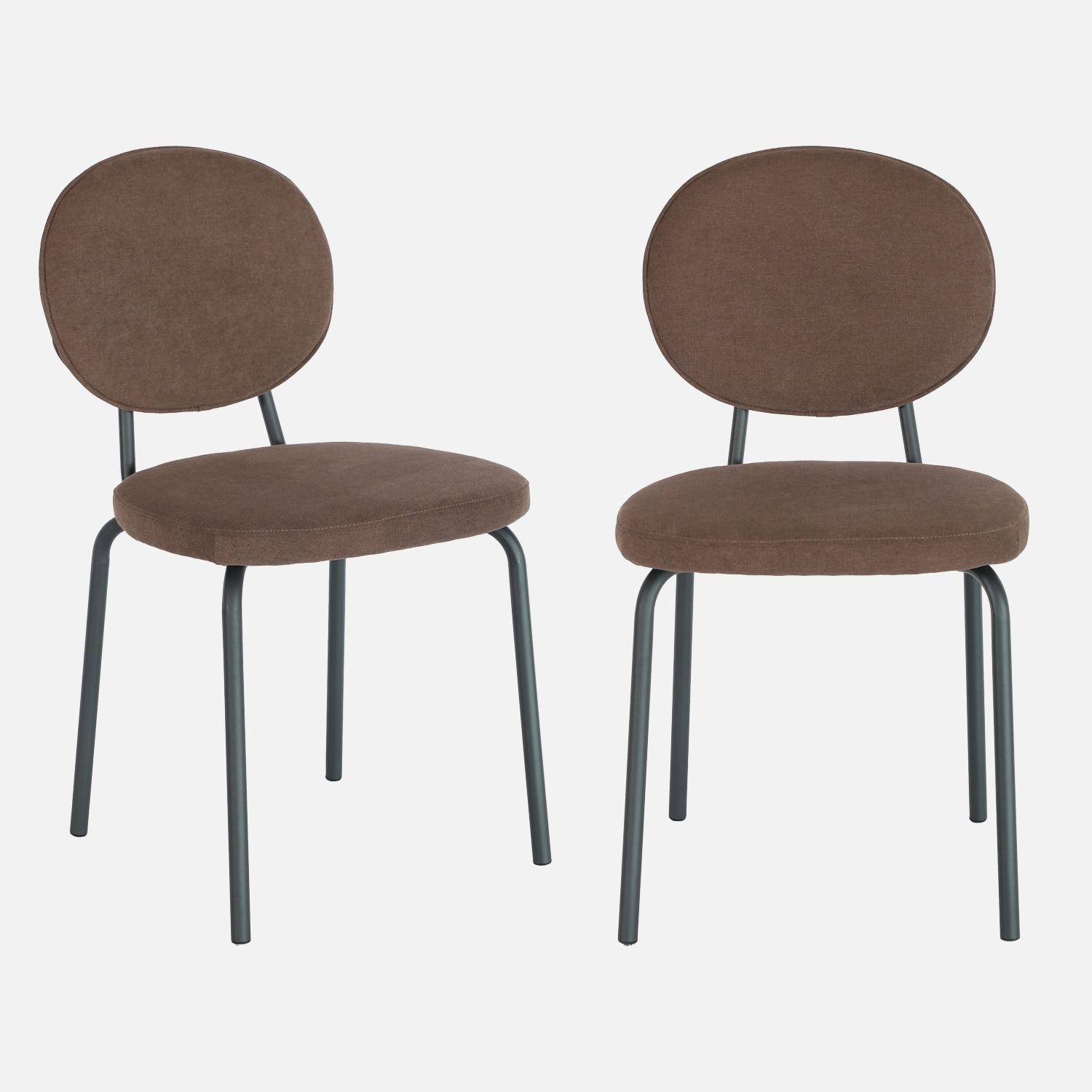 Silla vintage de metal y tela, set de 2 Marrón - 51x44x82 cm,sweeek,Photo2