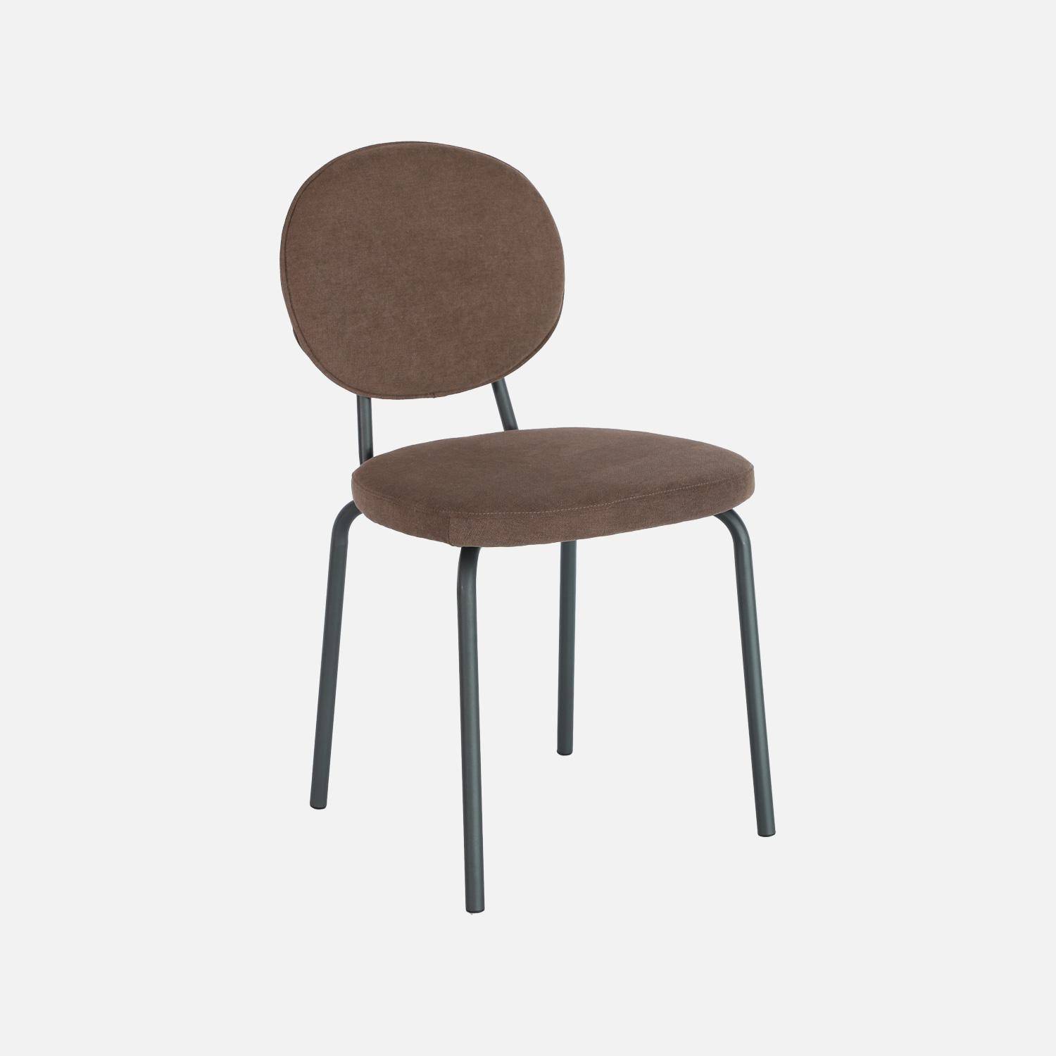 Lot de 2 chaises vintage métal et tissu marron - Nina Photo2