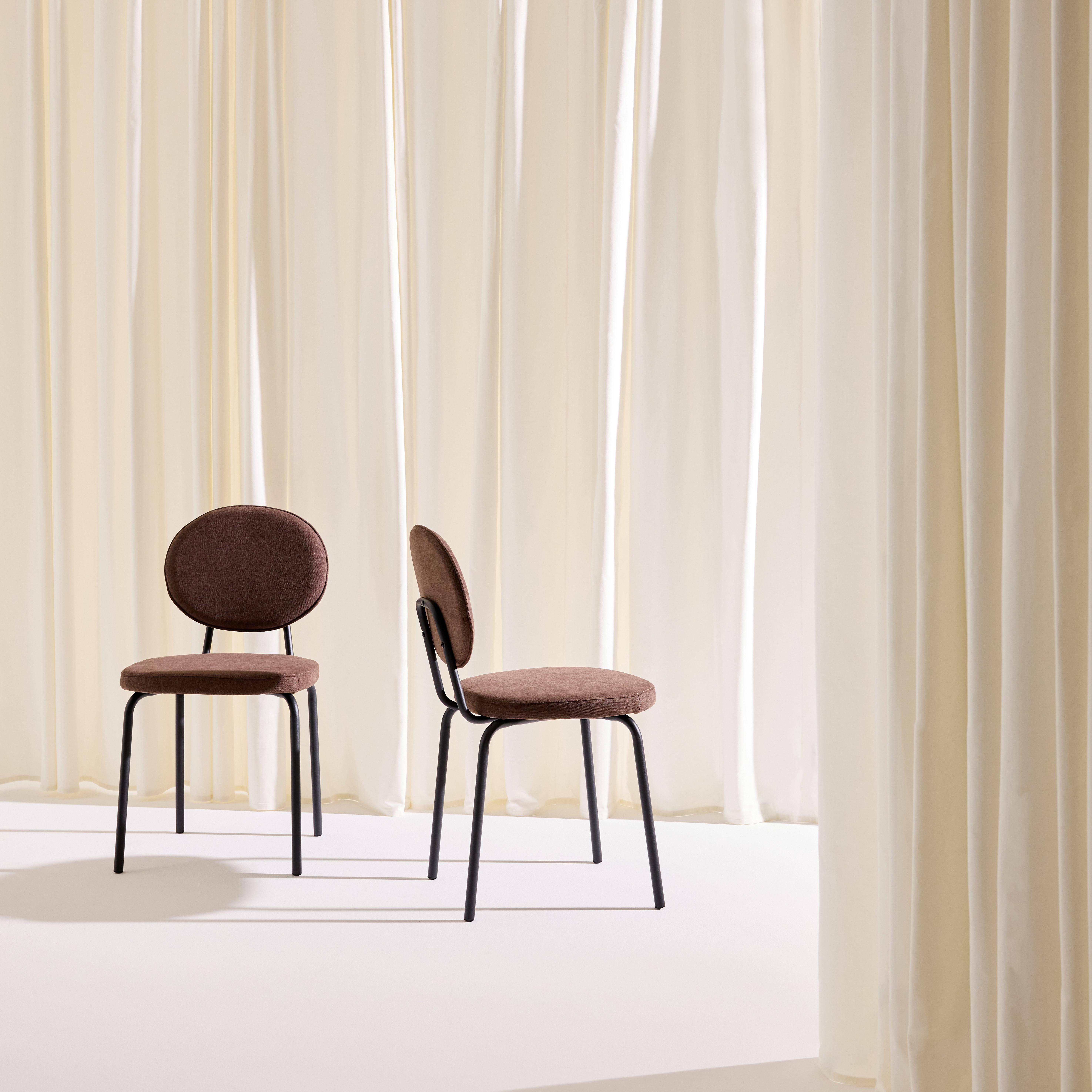 Set van 2 vintage stoelen met metalen en stof bruin - Nina Photo2