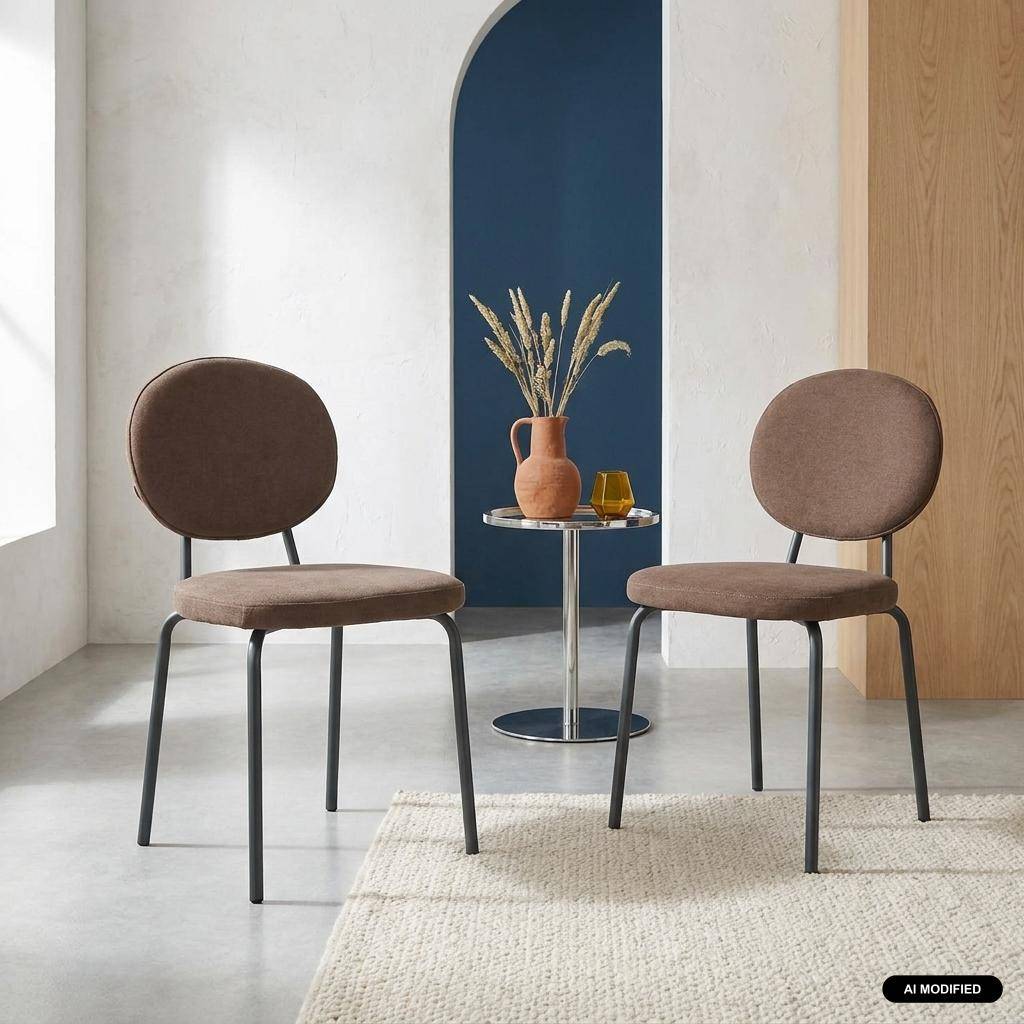 Silla vintage de metal y tela, set de 2 Marrón - 51x44x82 cm Photo1