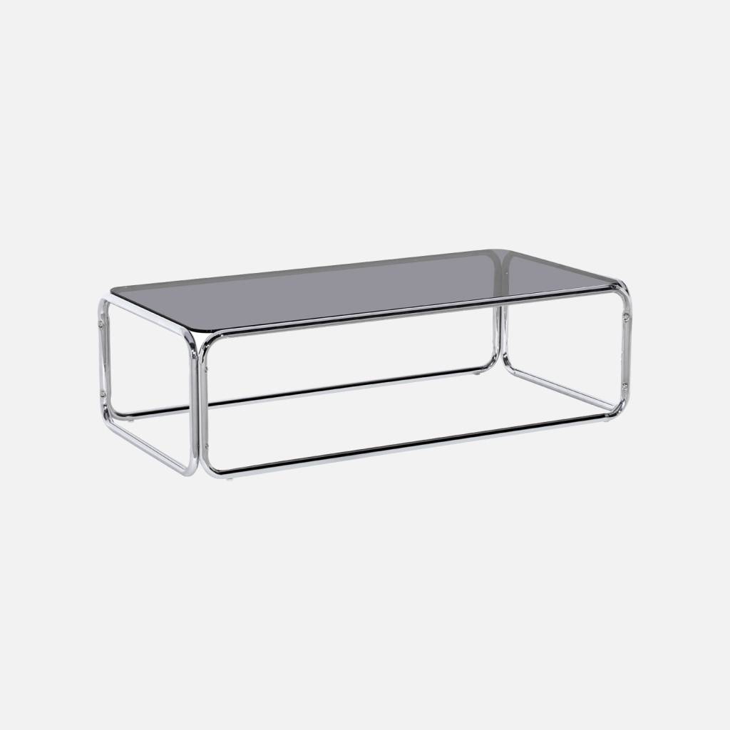 Vintage coffee table with tempered glass grey