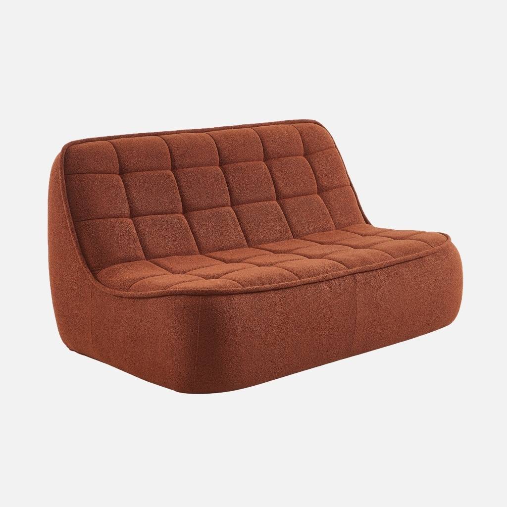 Poltrona in bouclé testurizzato sottovuota e compressa, 2 posti, Terracotta