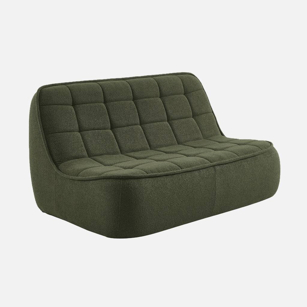 Chauffeuse bouclette texturée 2 places kaki