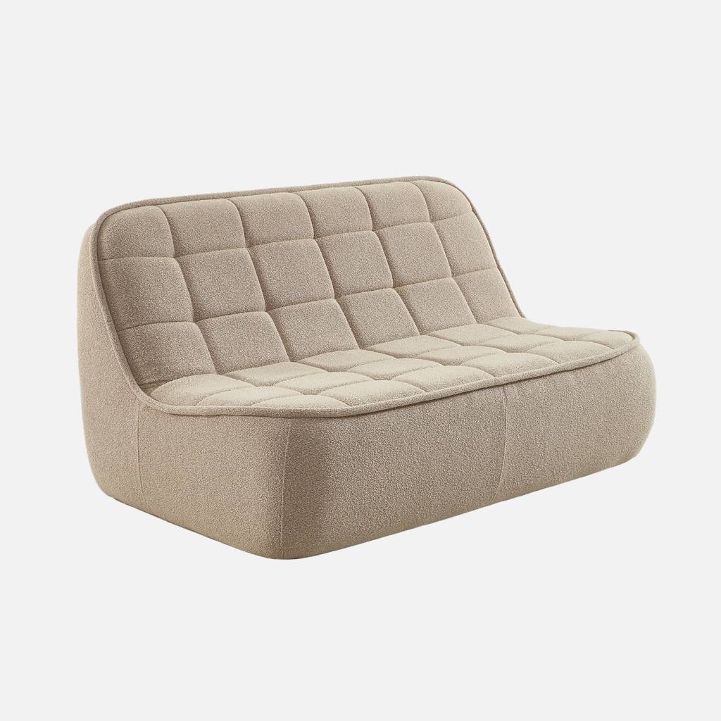 Chauffeuse bouclette texturée 2 places beige
