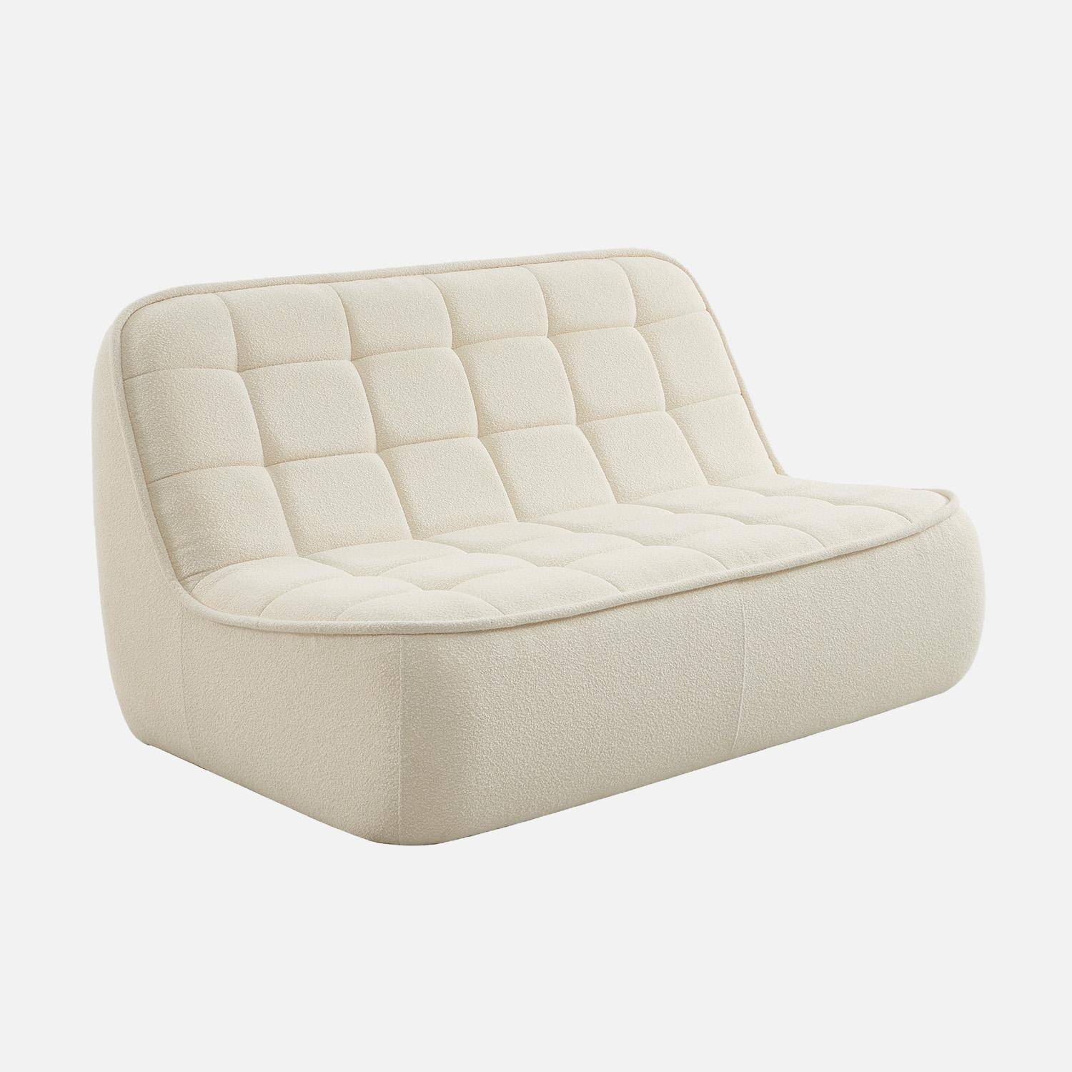 Chauffeuse bouclette texturée 2 places blanc cassé - Boni,sweeek,Photo1