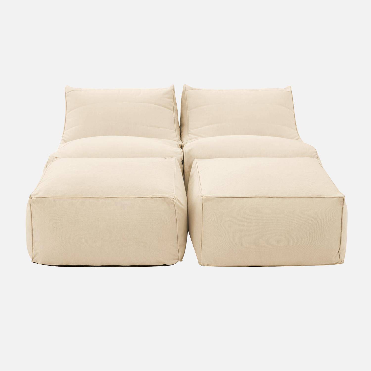 Lot de 2 chauffeuses et repose pieds extérieur oléfine beige - Pluma Photo2