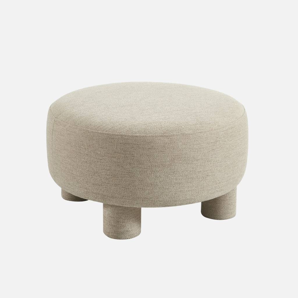 Pouf, repose-pieds pour canapé Zenio tissu beige