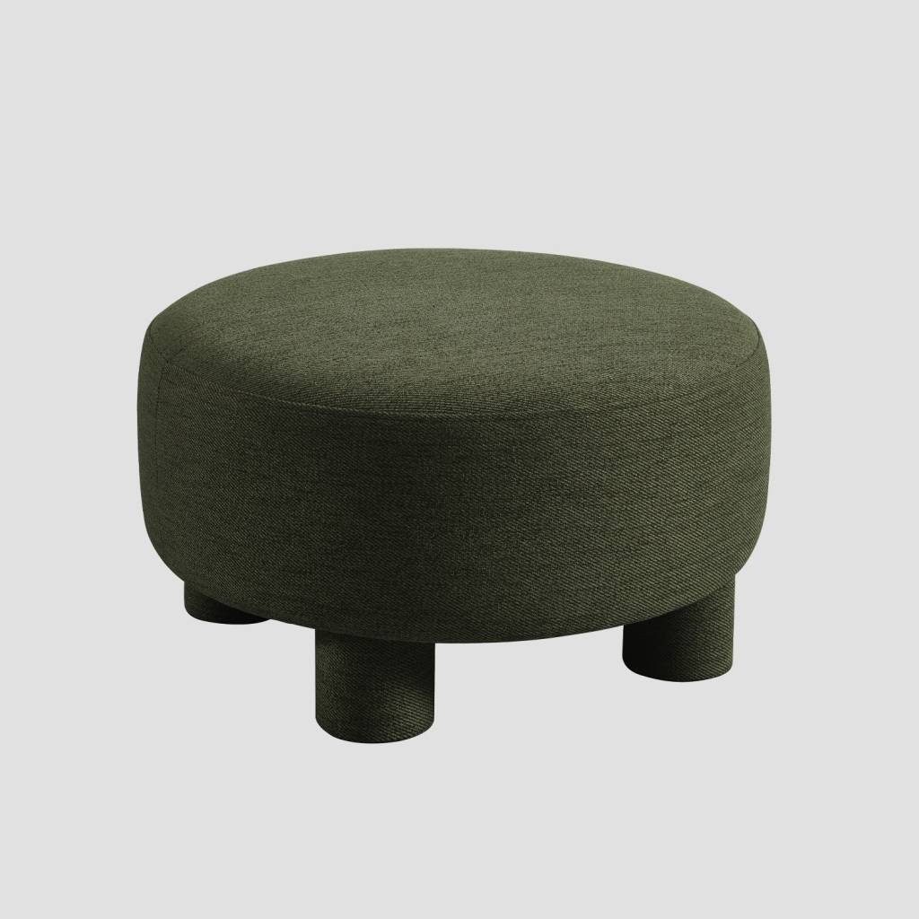 Pouf, repose-pieds pour canapé Zenio tissu kaki