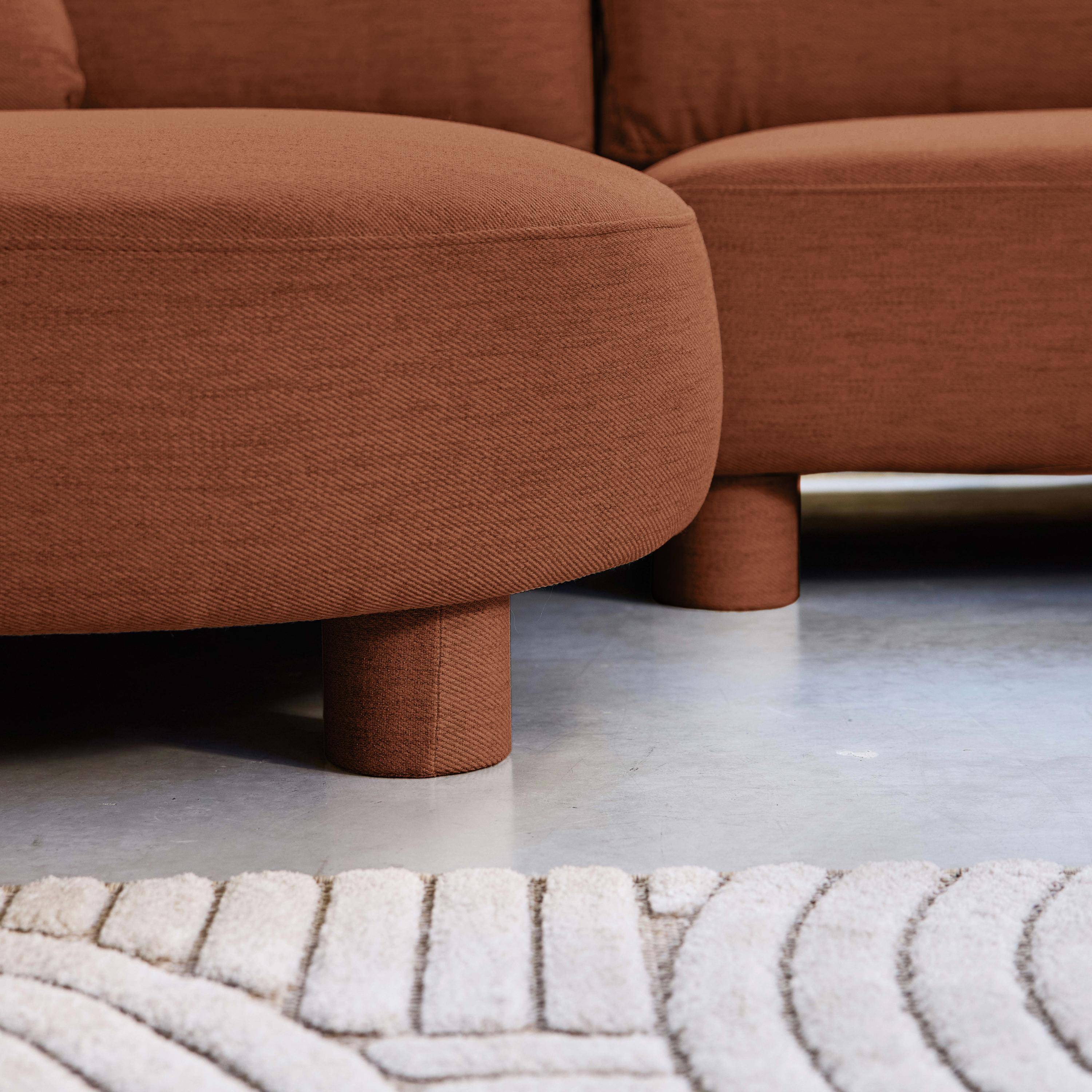 Sofá esquinero izquierdo con patas redondas, 3 plazas Terracota - 231x160x78 cm Photo4