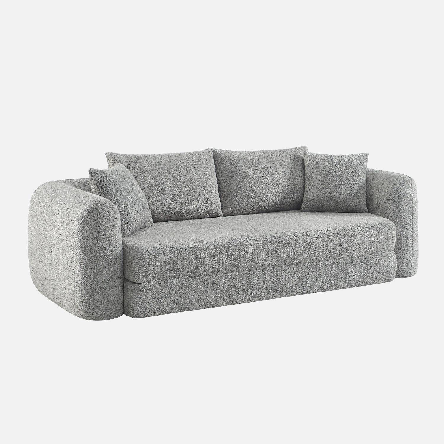 Canapé convertible 3 places en bouclette texturée gris clair L 243 x P 112 x H 66 cm - Sweeetch Photo5