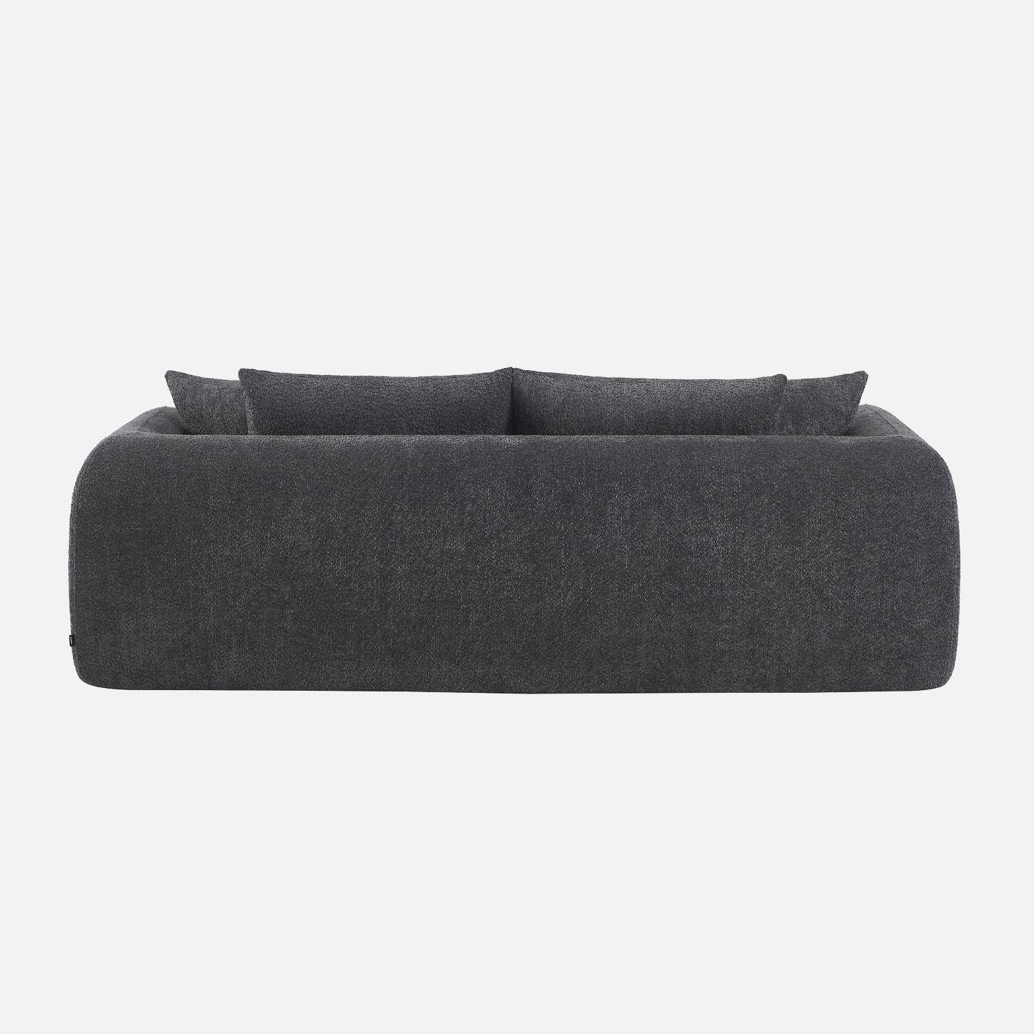 Canapé convertible 3 places en bouclette texturée gris foncé L 243 x P 112 x H 66 cm - Sweeetch Photo6