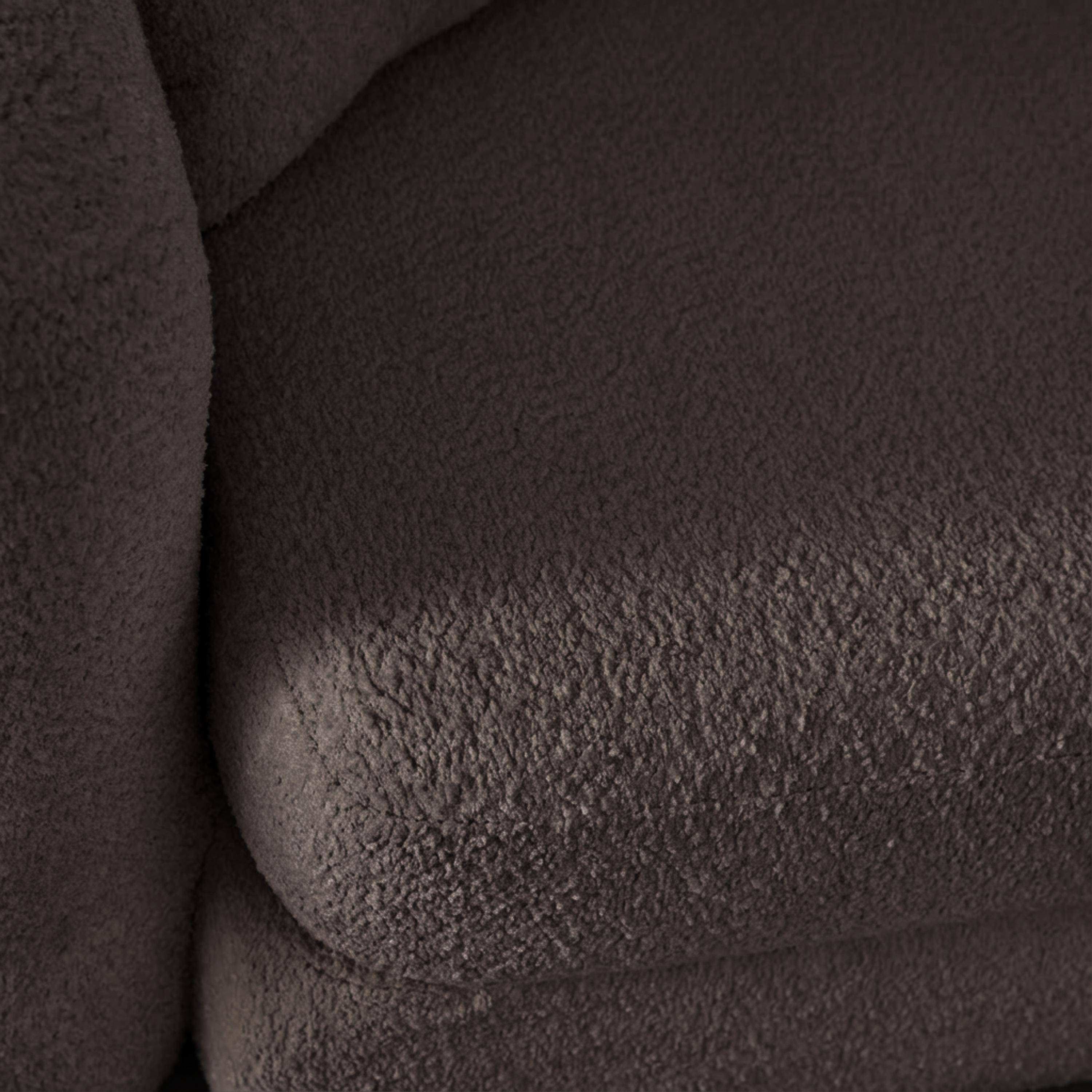Canapé convertible 3 places en bouclette texturée gris foncé L 243 x P 112 x H 66 cm - Sweeetch Photo4