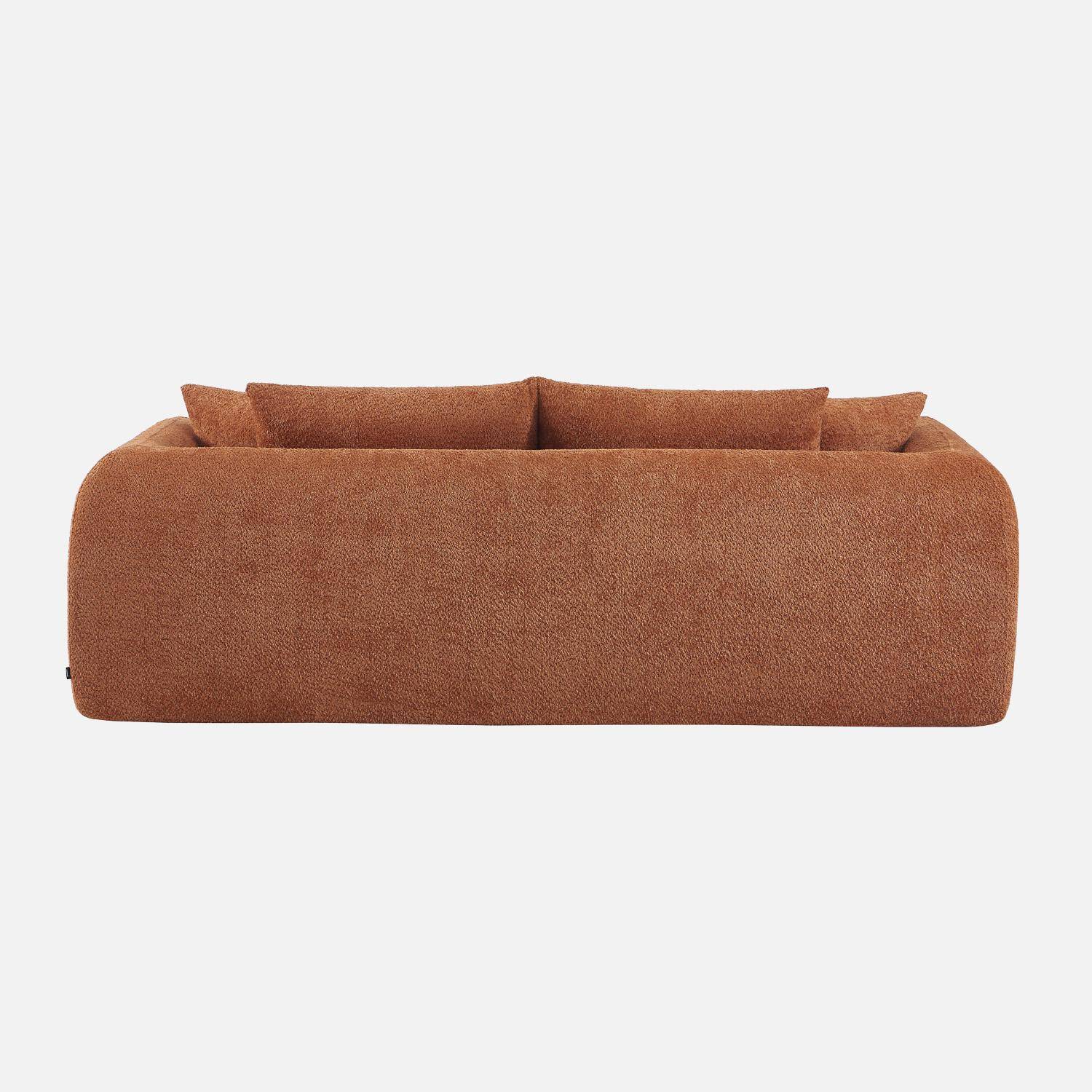 Canapé convertible 3 places en bouclette texturée terracotta L 243 x P 112 x H 66 cm - Sweeetch Photo6
