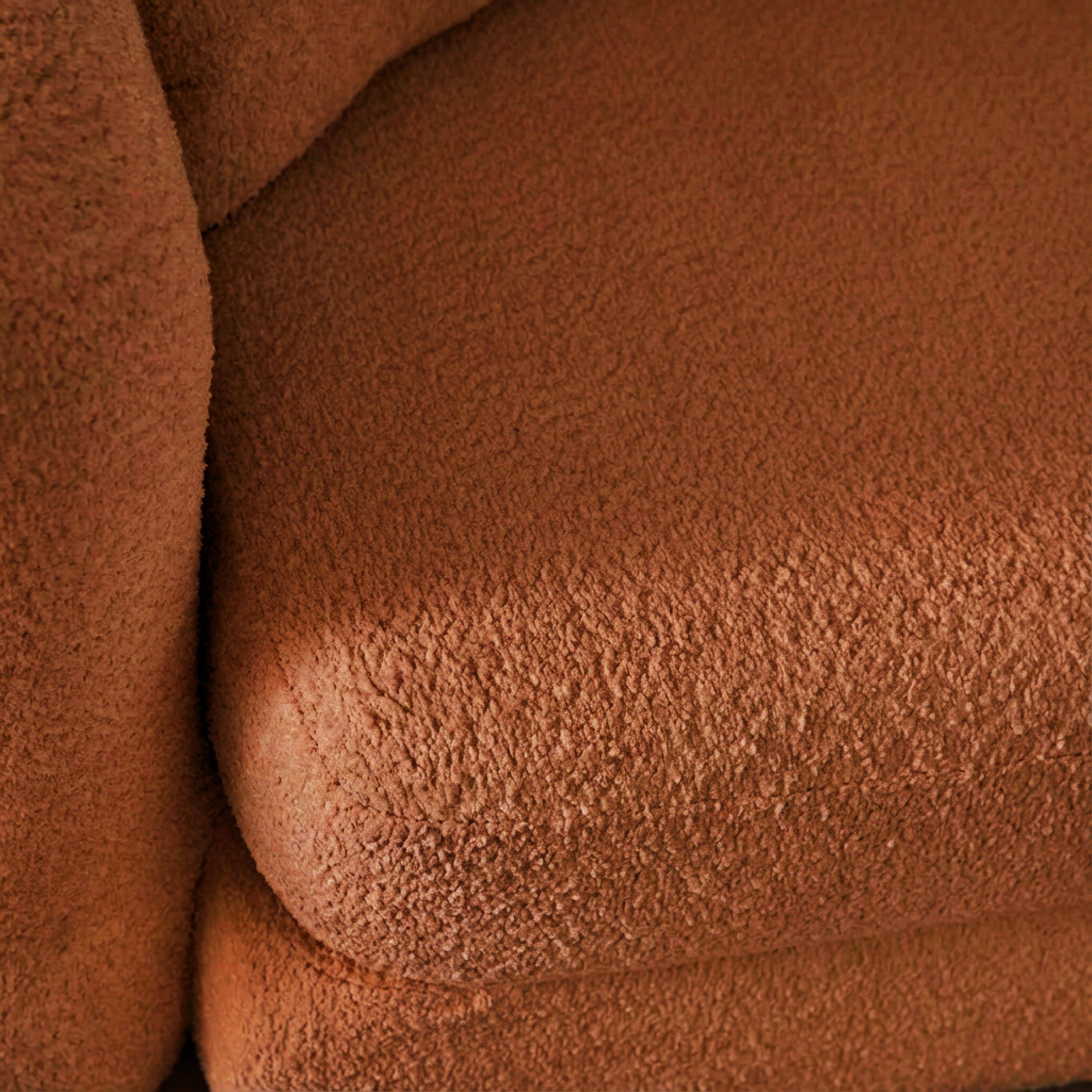 Canapé convertible 3 places en bouclette texturée terracotta L 243 x P 112 x H 66 cm - Sweeetch Photo4