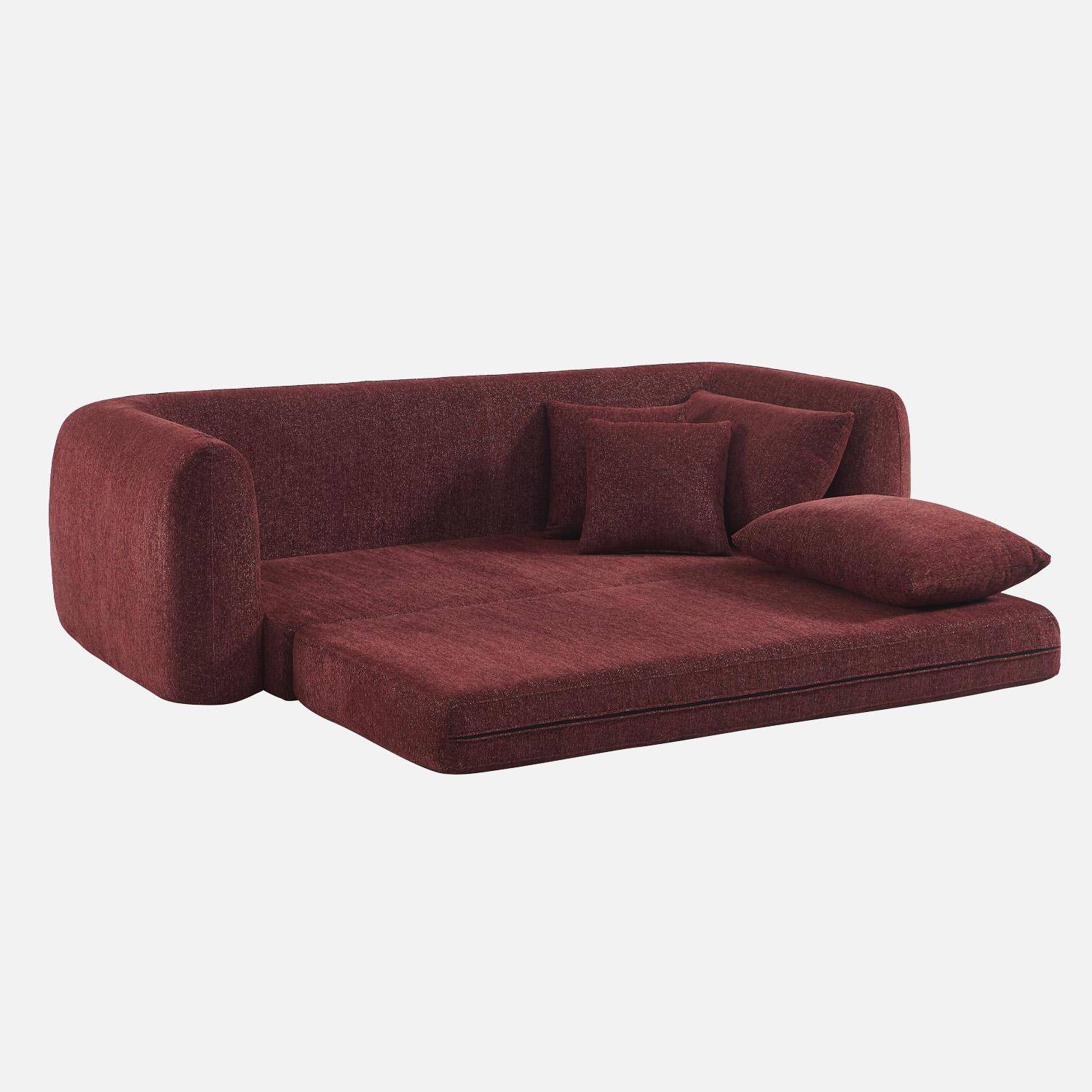Canapé convertible 3 places en tissu bordeaux L 243 x P 112 x H 66 cm - Sweeetch,sweeek,Photo4