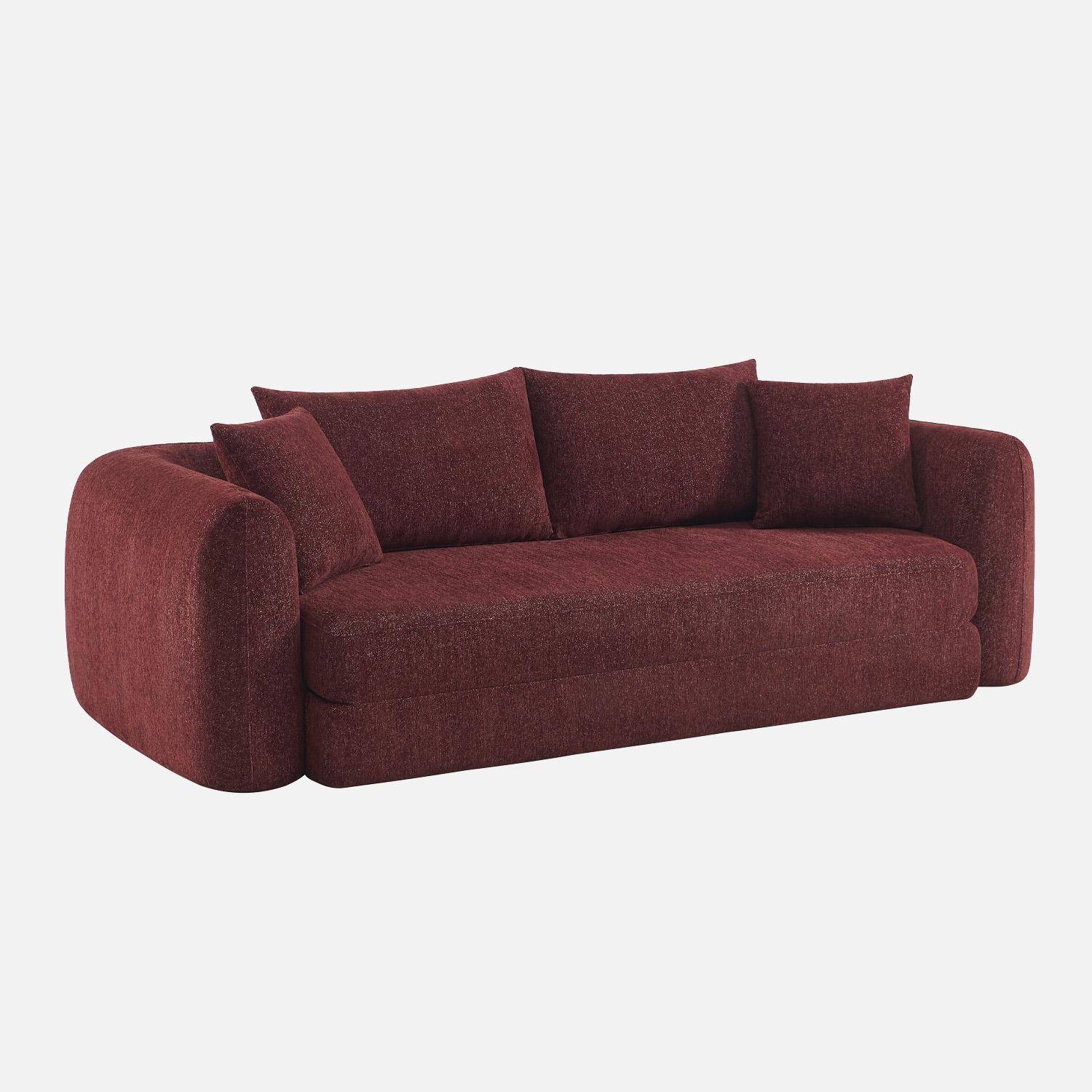Canapé convertible 3 places en tissu bordeaux L 243 x P 112 x H 66 cm - Sweeetch,sweeek,Photo1