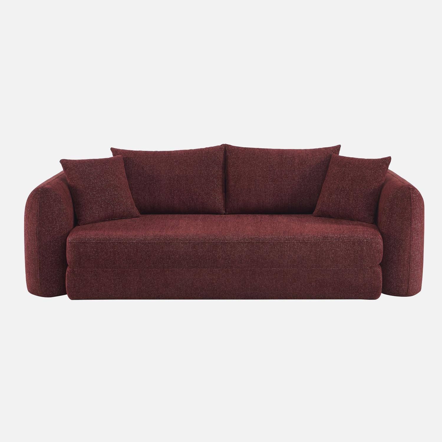 Canapé convertible 3 places en tissu bordeaux L 243 x P 112 x H 66 cm - Sweeetch Photo2