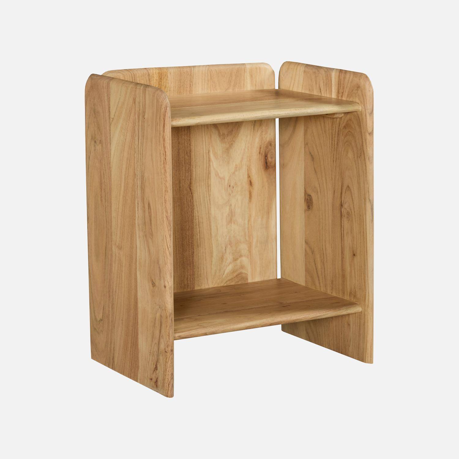 Mesita de noche exótica de madera de acacia 2 niveles Natural - 40x30x50 cm Photo2