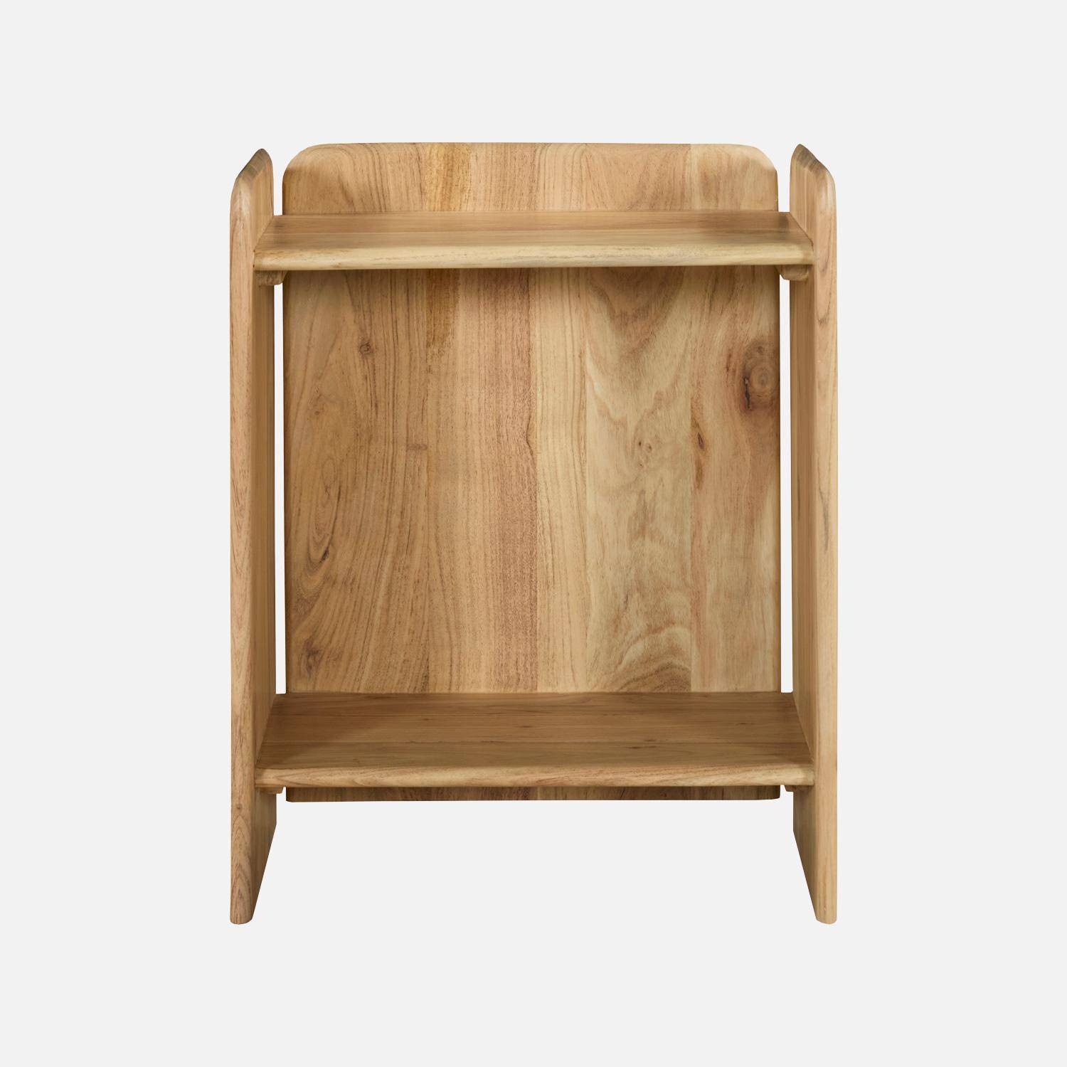 Mesita de noche exótica de madera de acacia 2 niveles Natural - 40x30x50 cm Photo3