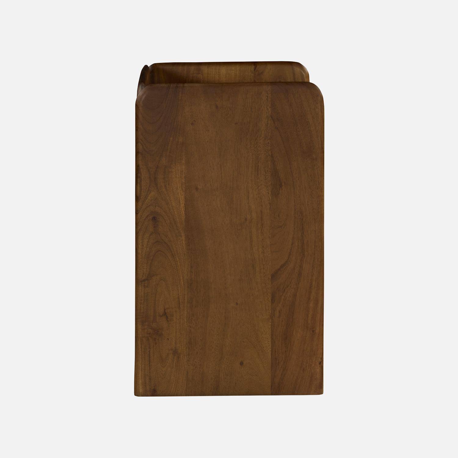 Mesita de noche exótica de madera de acacia 2 niveles Nogal - 40x30x50 cm Photo5