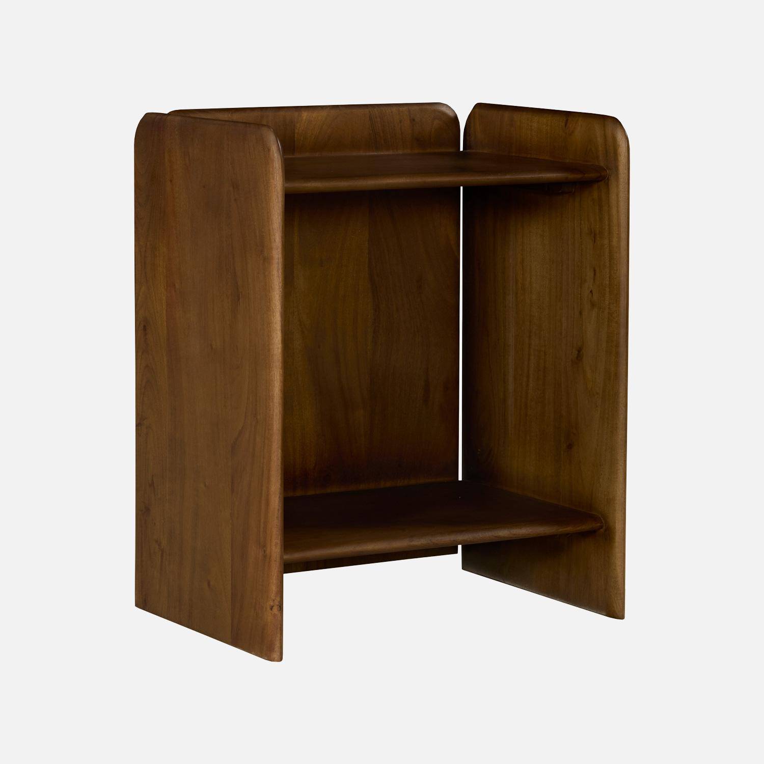 Mesita de noche exótica de madera de acacia 2 niveles Nogal - 40x30x50 cm Photo3