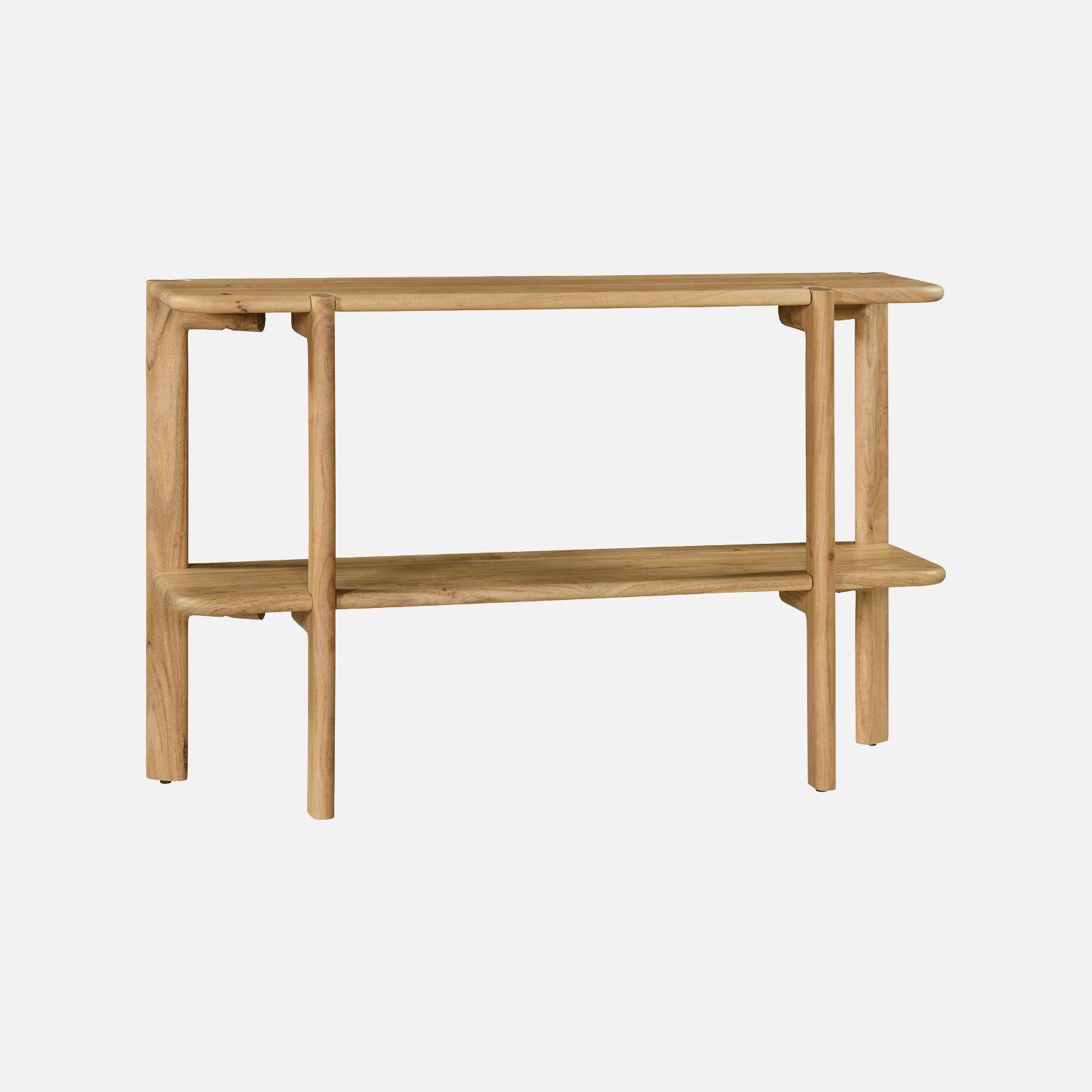 Consola exótica de madera de acacia con 1 estante Natural - 120x35x77 cm,sweeek,Photo4