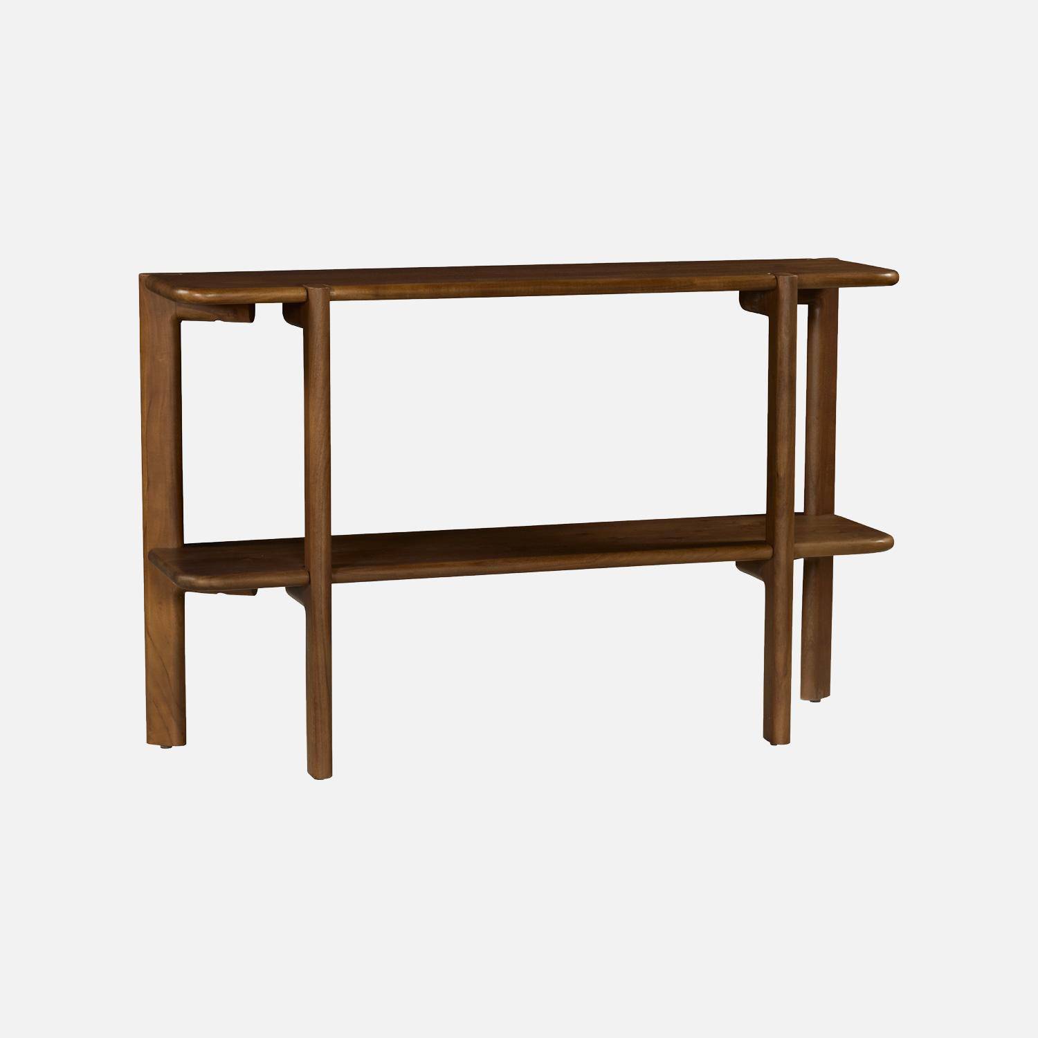 Consola exótica de madera de acacia con 1 estante Nogal - 120x35x77 cm,sweeek,Photo4